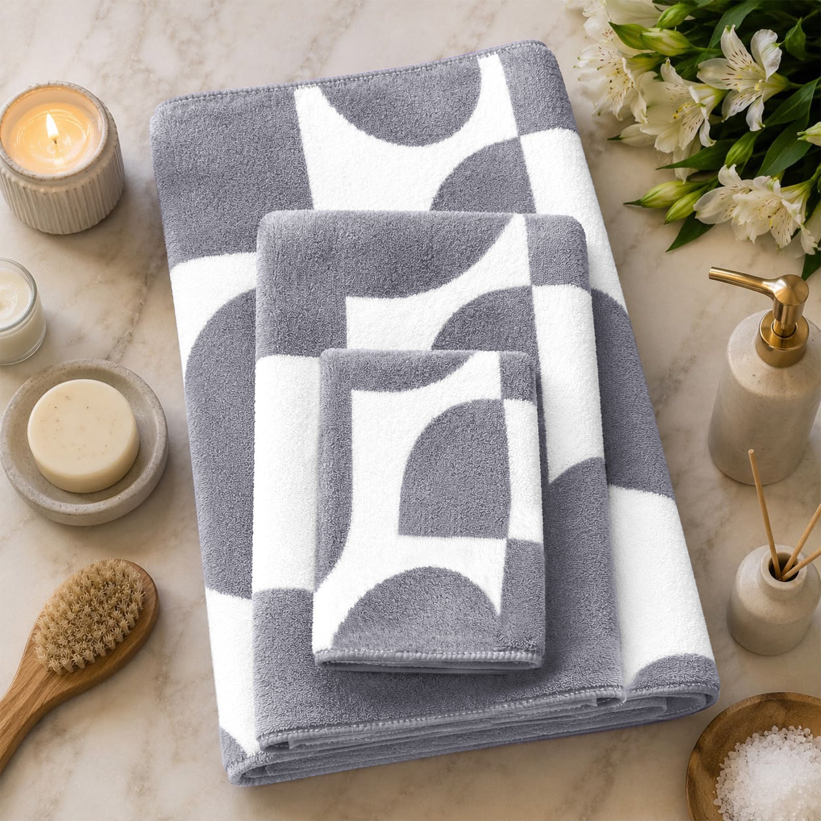 Dual Tone 480 GSM Reversible Microfiber Towel Set