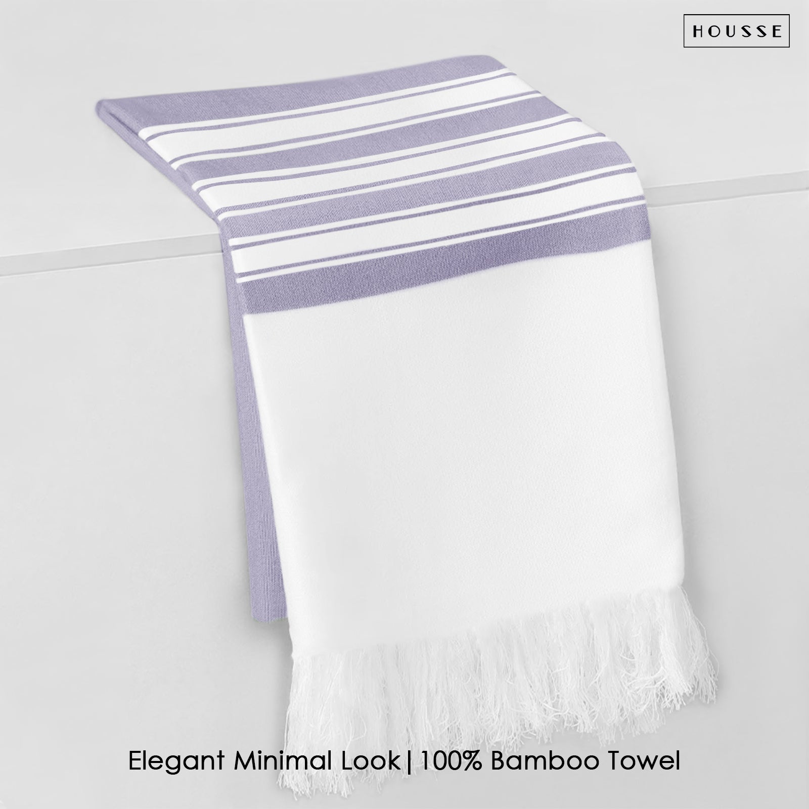 HOUSSE Bold Stripe 100% Bamboo Extra Large Bath Towel | Ultra Soft, Absorbent, Light Weight, & Quick Dry Towel for Bath, Travel, Gym, Beach, Pool, and Yoga | 80 X 160 cms