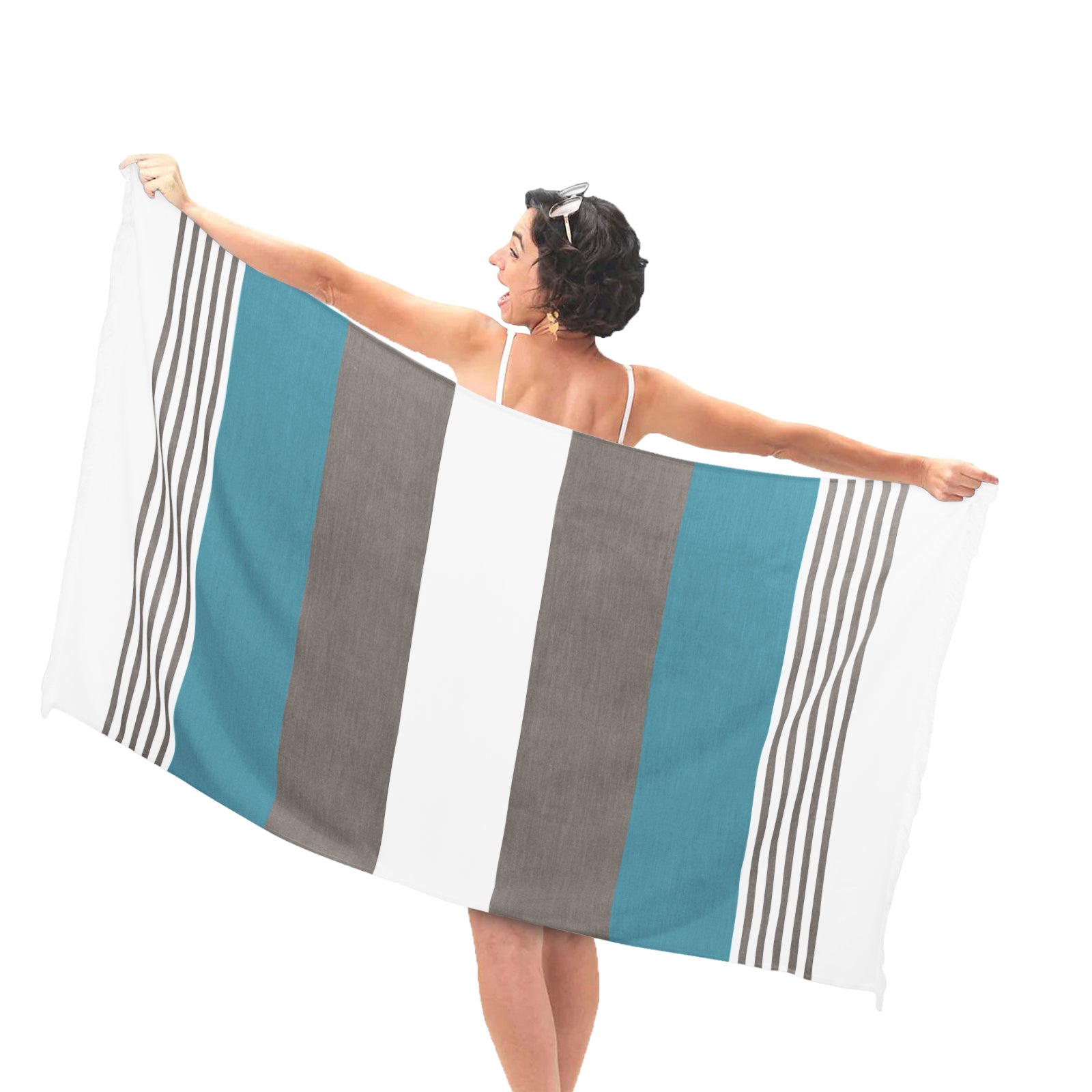 HOUSSE Bold Stripe 100% Bamboo Extra Large Bath Towel | Ultra Soft, Absorbent, Light Weight, & Quick Dry Towel for Bath, Travel, Gym, Beach, Pool, and Yoga | 80 X 160 cms