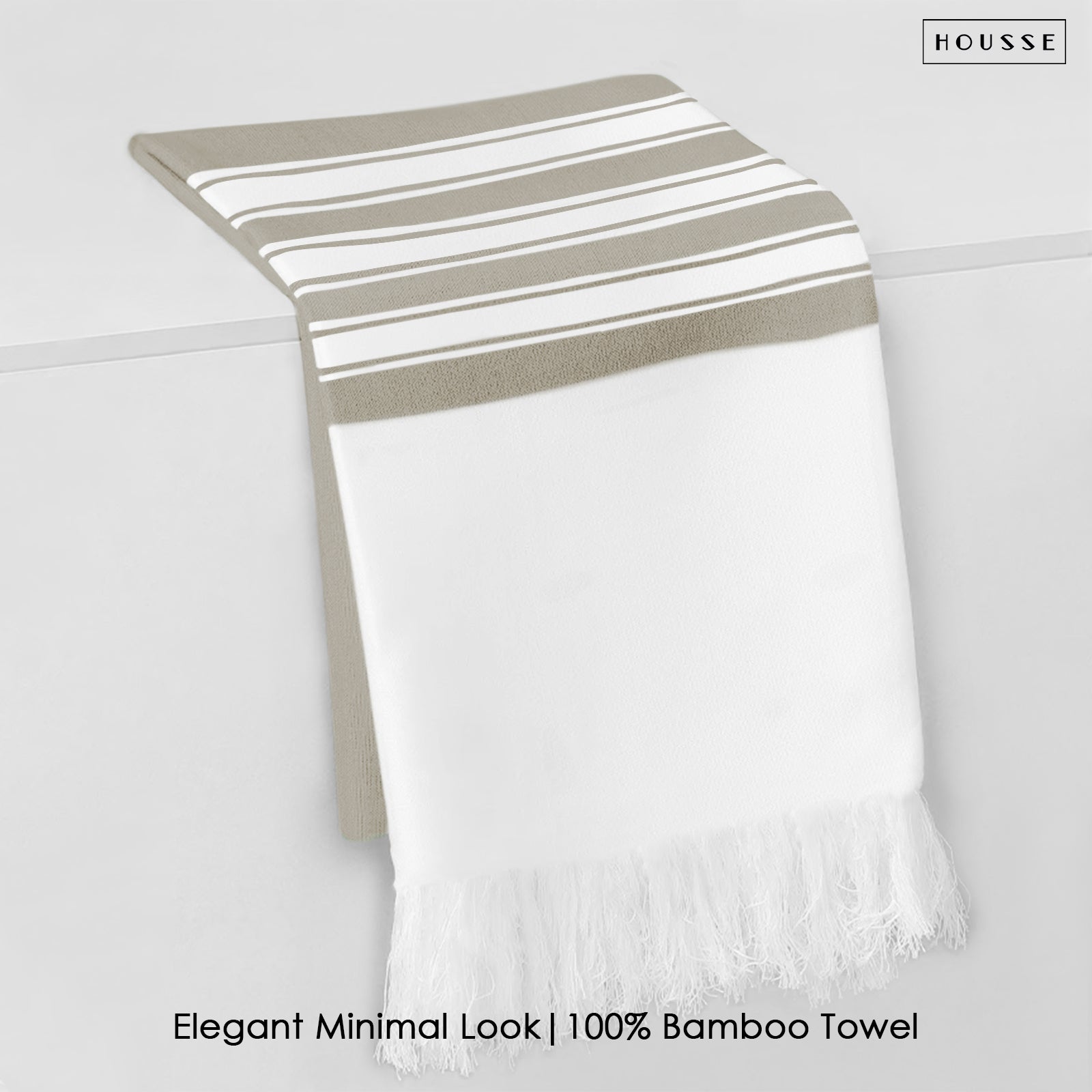 HOUSSE Bold Stripe 100% Bamboo Extra Large Bath Towel | Ultra Soft, Absorbent, Light Weight, & Quick Dry Towel for Bath, Travel, Gym, Beach, Pool, and Yoga | 80 X 160 cms