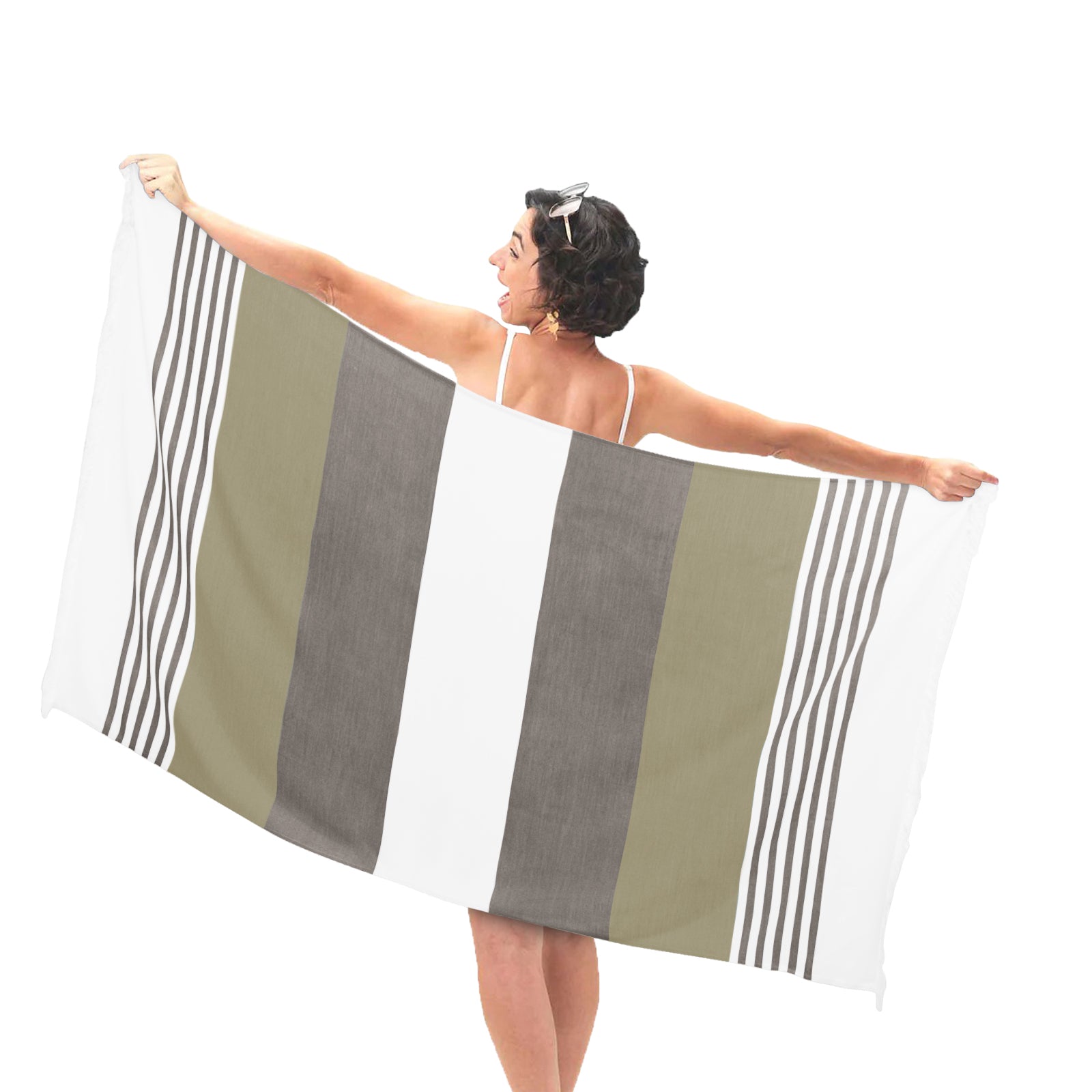 HOUSSE Bold Stripe 100% Bamboo Extra Large Bath Towel | Ultra Soft, Absorbent, Light Weight, & Quick Dry Towel for Bath, Travel, Gym, Beach, Pool, and Yoga | 80 X 160 cms