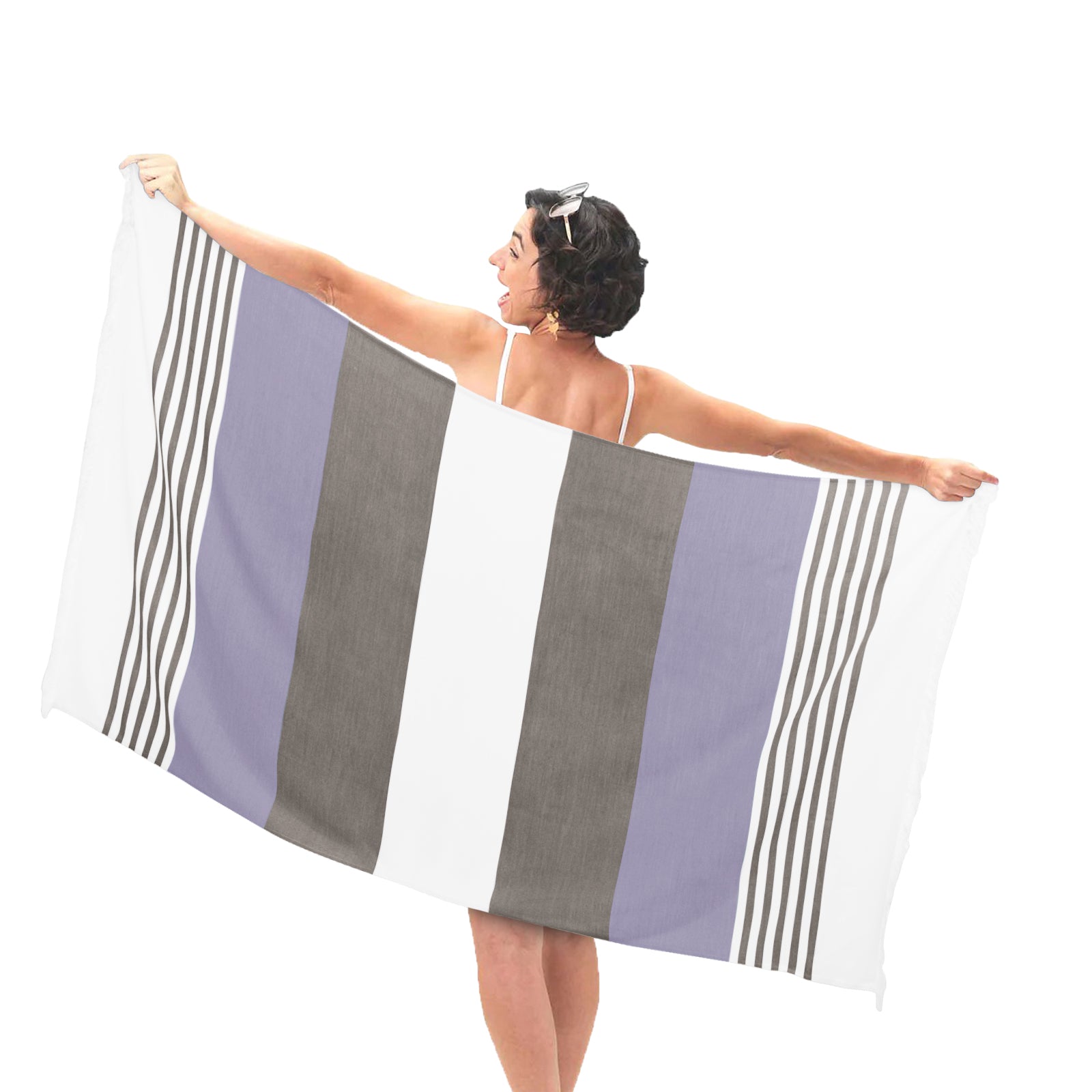 HOUSSE Bold Stripe 100% Bamboo Extra Large Bath Towel | Ultra Soft, Absorbent, Light Weight, & Quick Dry Towel for Bath, Travel, Gym, Beach, Pool, and Yoga | 80 X 160 cms