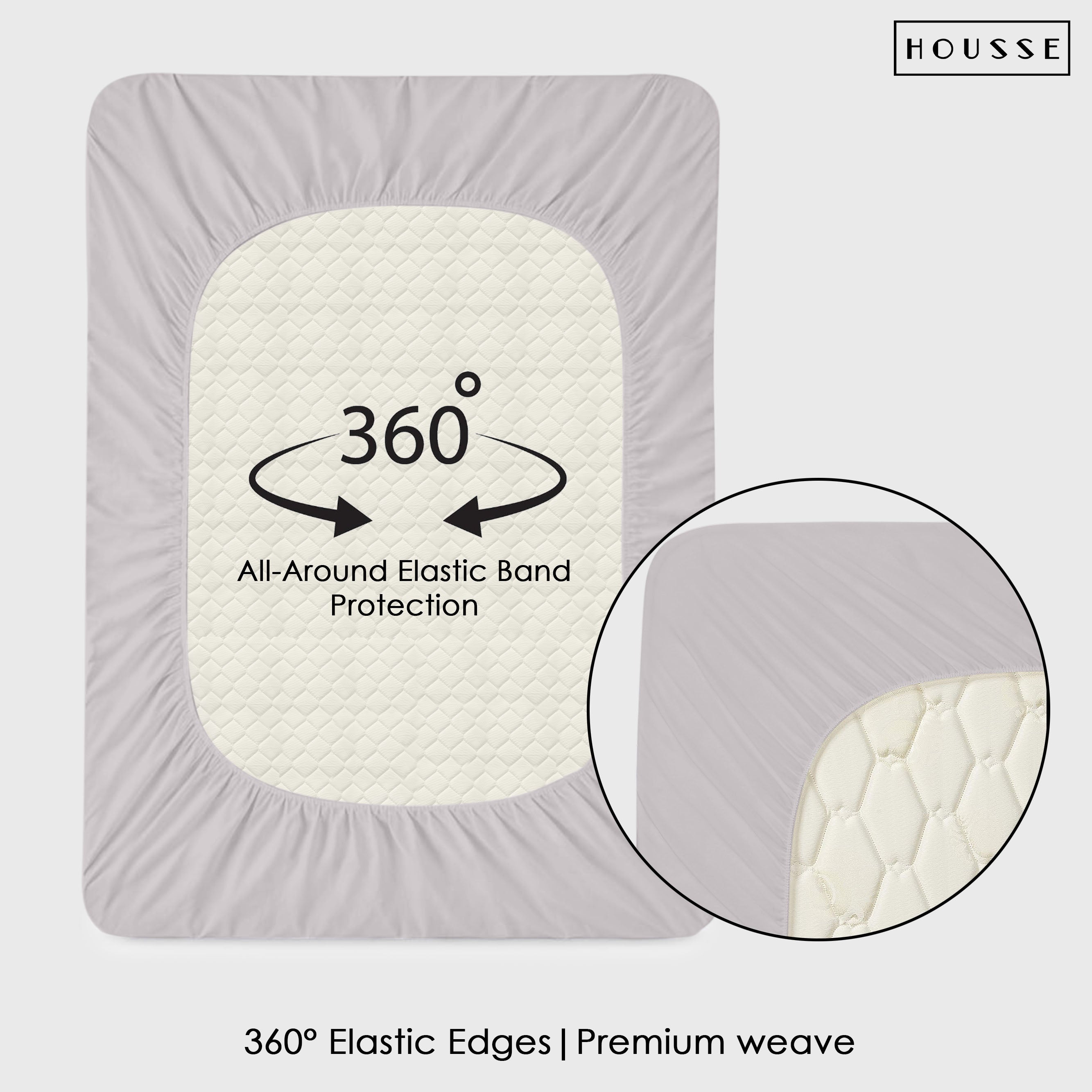 HOUSSE Water Proof Terry Cotton Feel Mattress Protector | Ultra Soft Breathable & Hypoallergenic Fitted Bed |