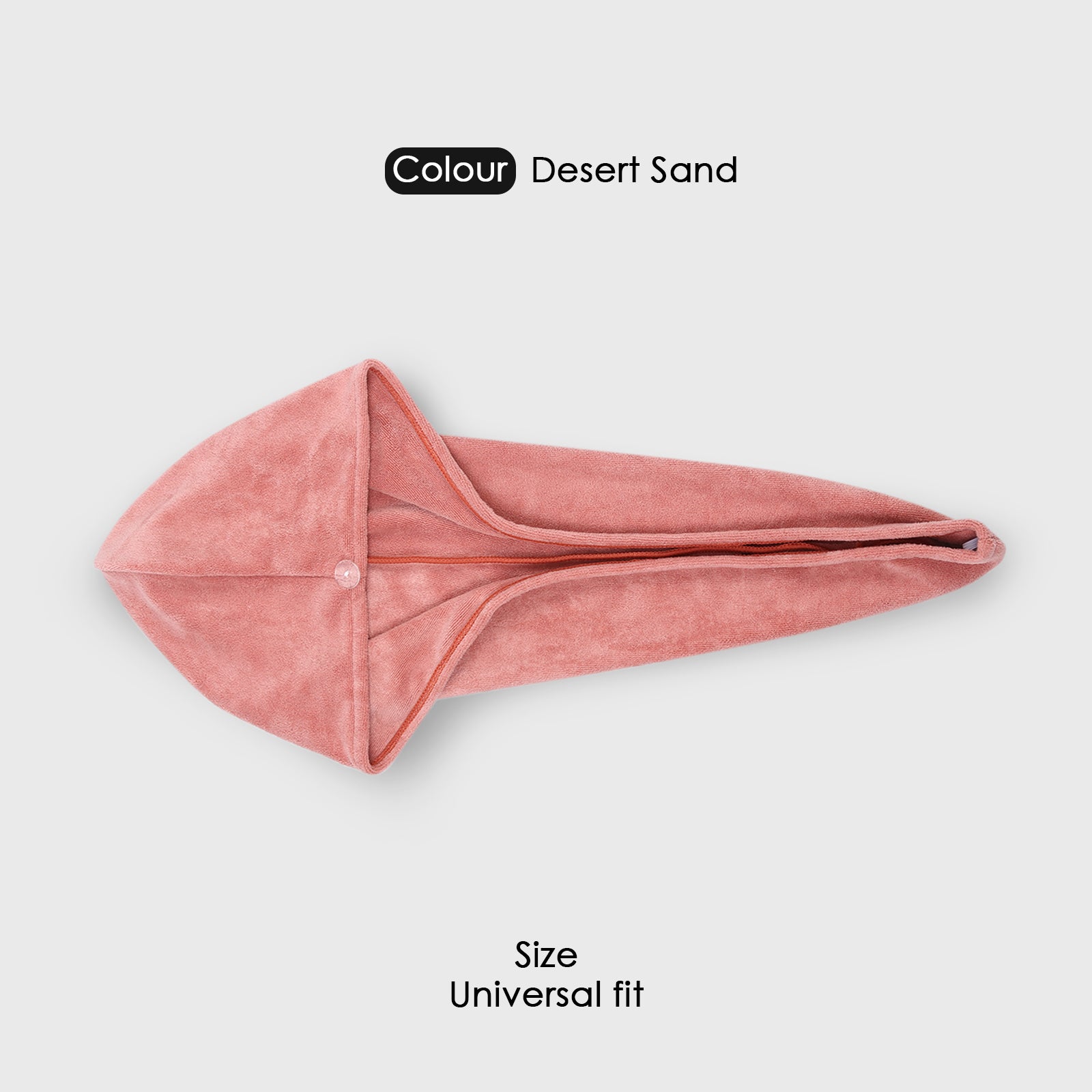 HOUSSE Microfibre Head Towels | 400 GSM High Absorbent Hair Wrap with Adjustable Buttons for Girls | Super Soft & Quick Dry Wrap Towel for Hairs | Set of 2 | 25x65 cm (Desert Sand & Rose Taupe)