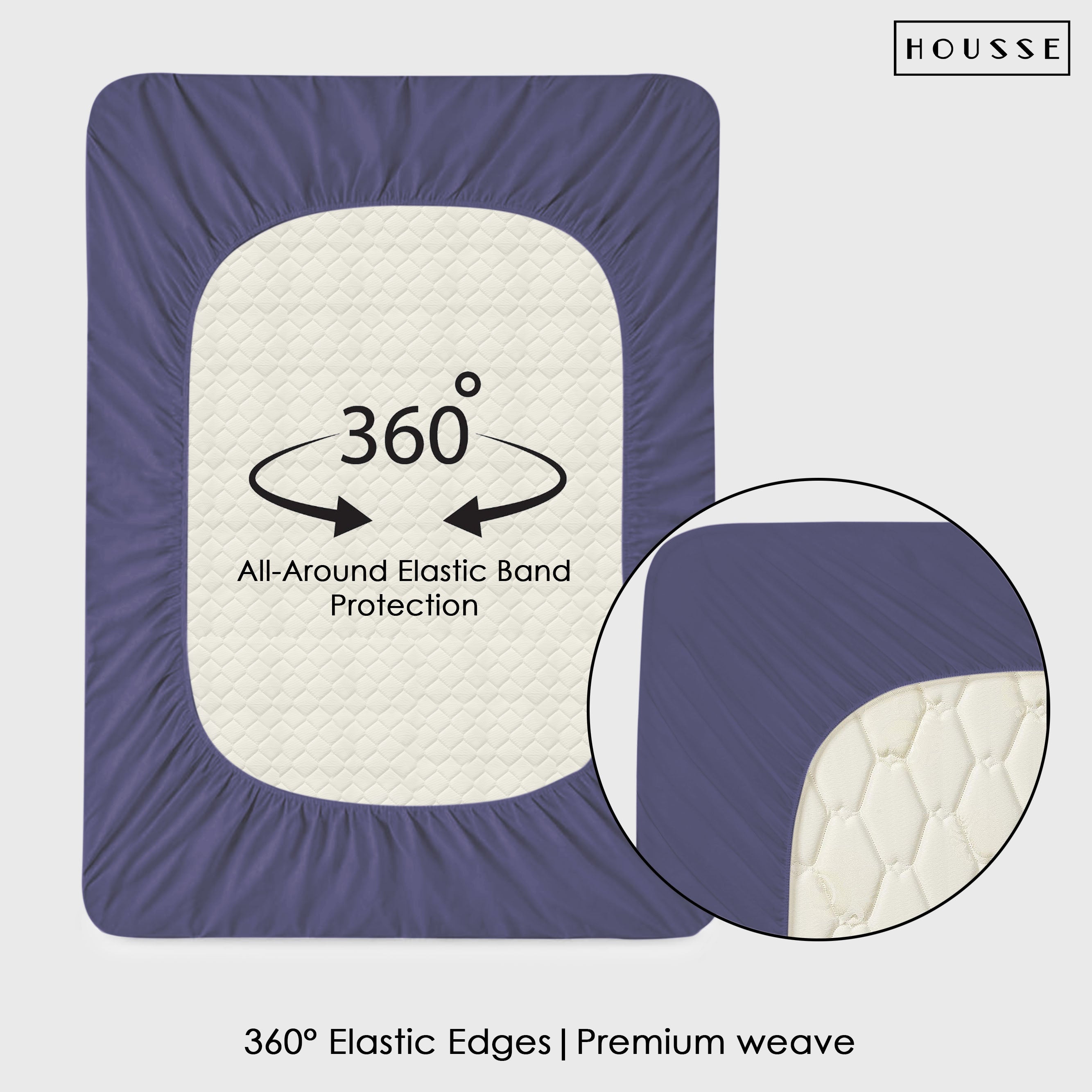 HOUSSE Water Proof Terry Cotton Feel Mattress Protector | Ultra Soft Breathable & Hypoallergenic Fitted Bed |