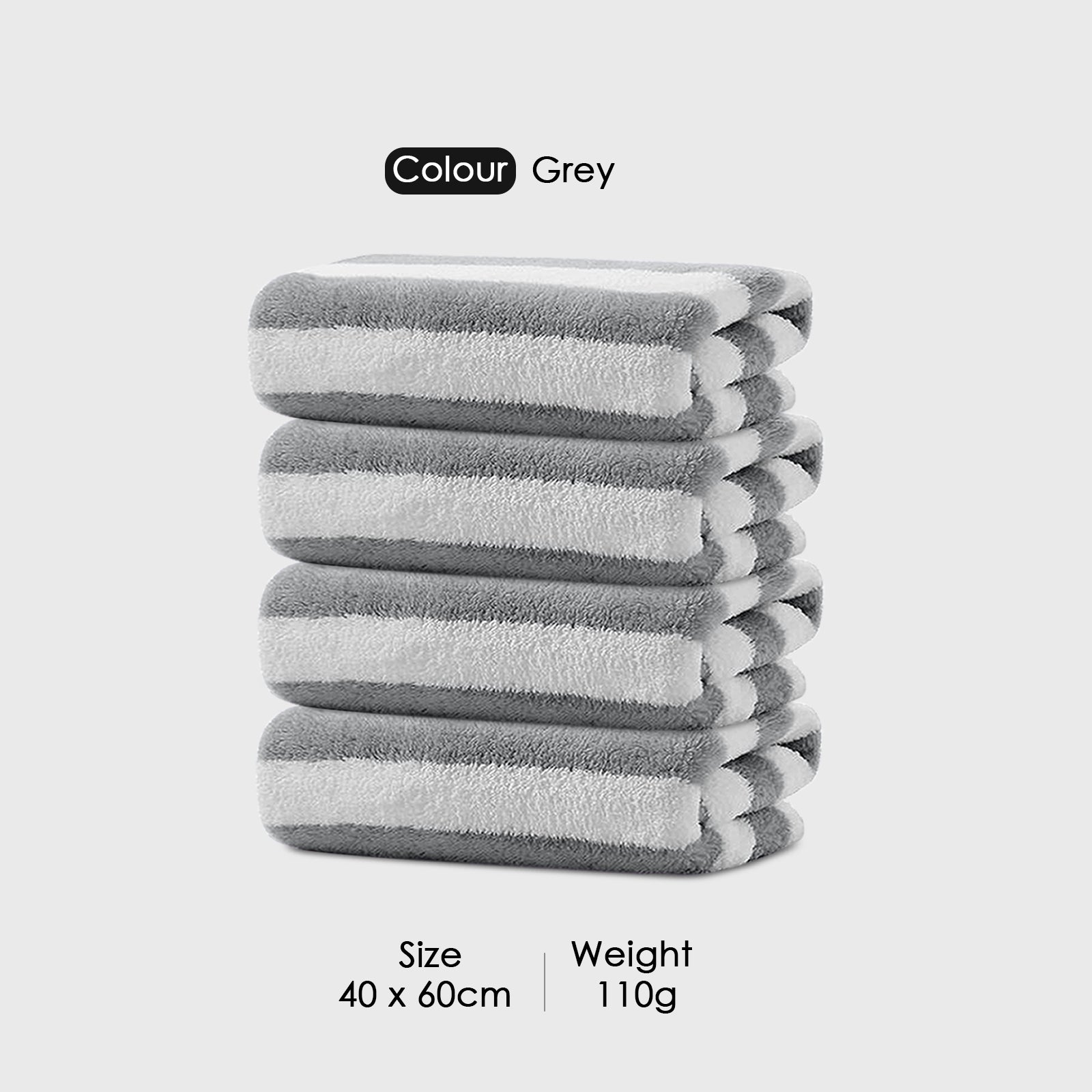 HOUSSE Microfiber Blaze Hand Towel for Women & Men | Quick Dry | Ultra Absorbent |Perfect for Bathroom |Sports | Travel | Ideal for Workout | Spa| Beach | Fitness | 360 GSM (Grey, 40x60)