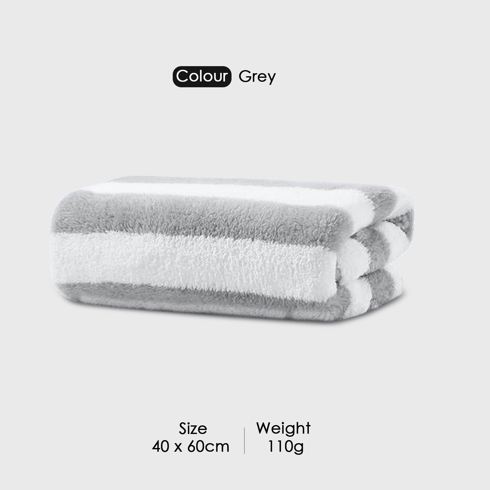 HOUSSE Microfiber Blaze Hand Towel for Women & Men | Quick Dry | Ultra Absorbent |Perfect for Bathroom |Sports | Travel | Ideal for Workout | Spa| Beach | Fitness | 360 GSM (Grey, 40x60)