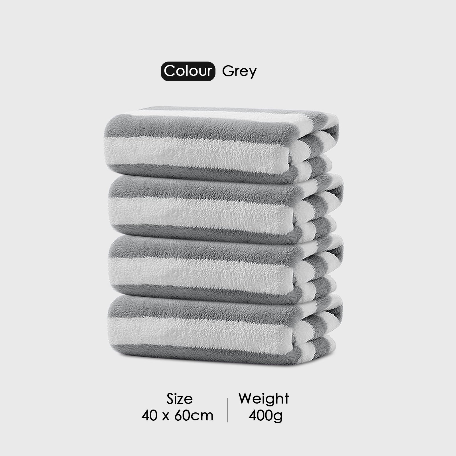 HOUSSE Microfiber Blaze Hand Towel for Women & Men | Quick Dry | Ultra Absorbent |Perfect for Bathroom |Sports | Travel | Ideal for Workout | Spa| Beach | Fitness | 360 GSM (Grey, 40x60)