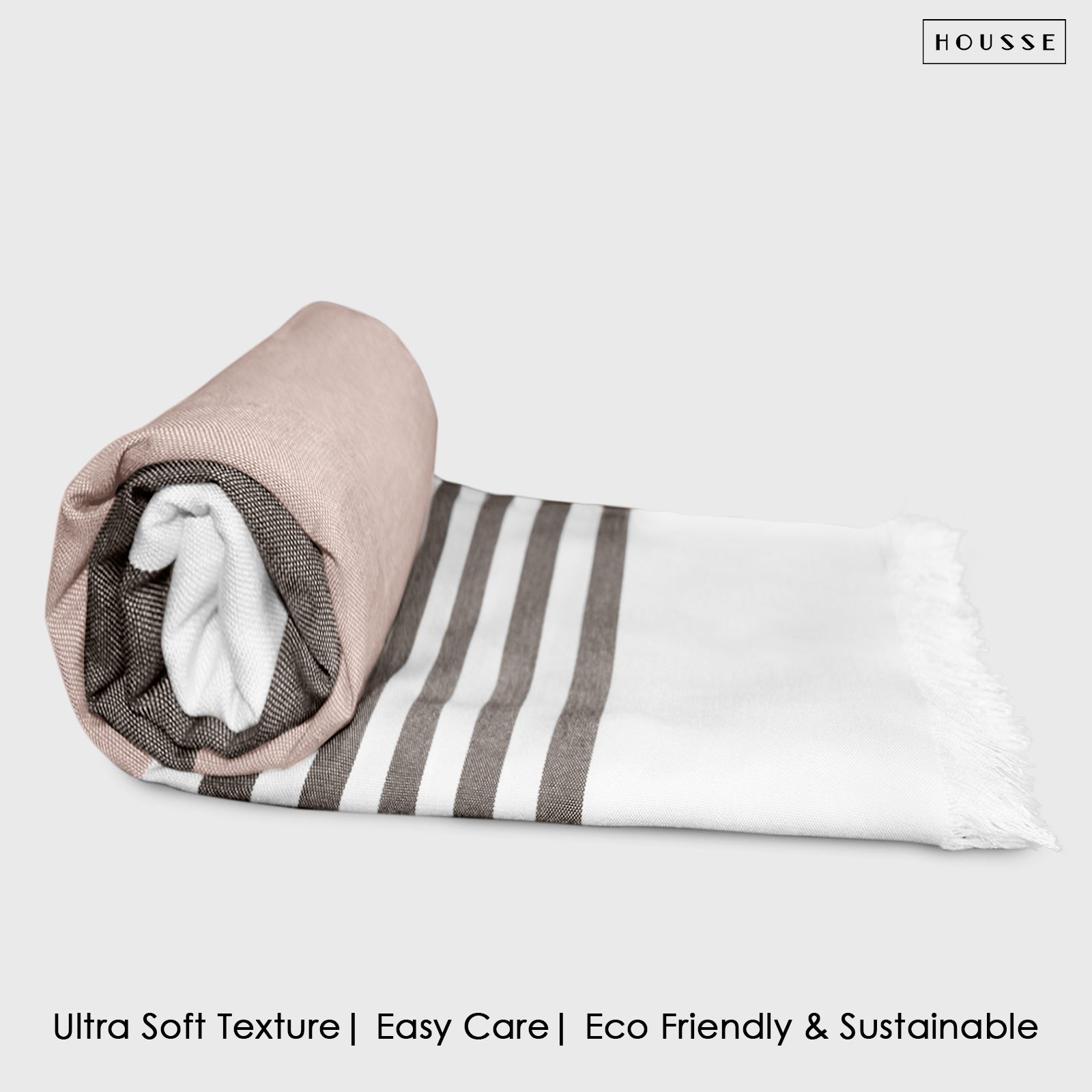 HOUSSE Bold Stripe 100% Bamboo Extra Large Bath Towel | Ultra Soft, Absorbent, Light Weight, & Quick Dry Towel for Bath, Travel, Gym, Beach, Pool, and Yoga | 80 X 160 cms