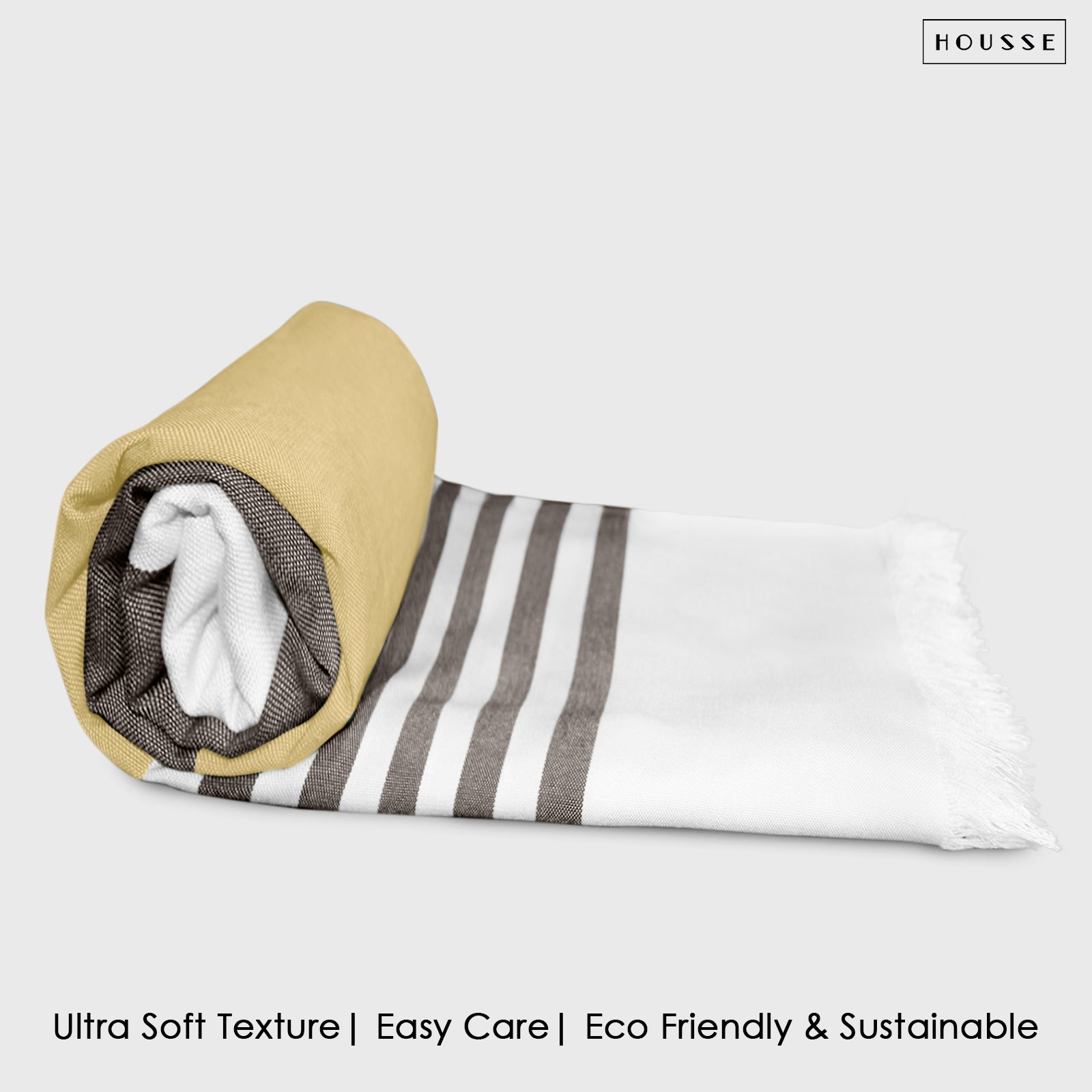 HOUSSE Bold Stripe 100% Bamboo Extra Large Bath Towel | Ultra Soft, Absorbent, Light Weight, & Quick Dry Towel for Bath, Travel, Gym, Beach, Pool, and Yoga | 80 X 160 cms