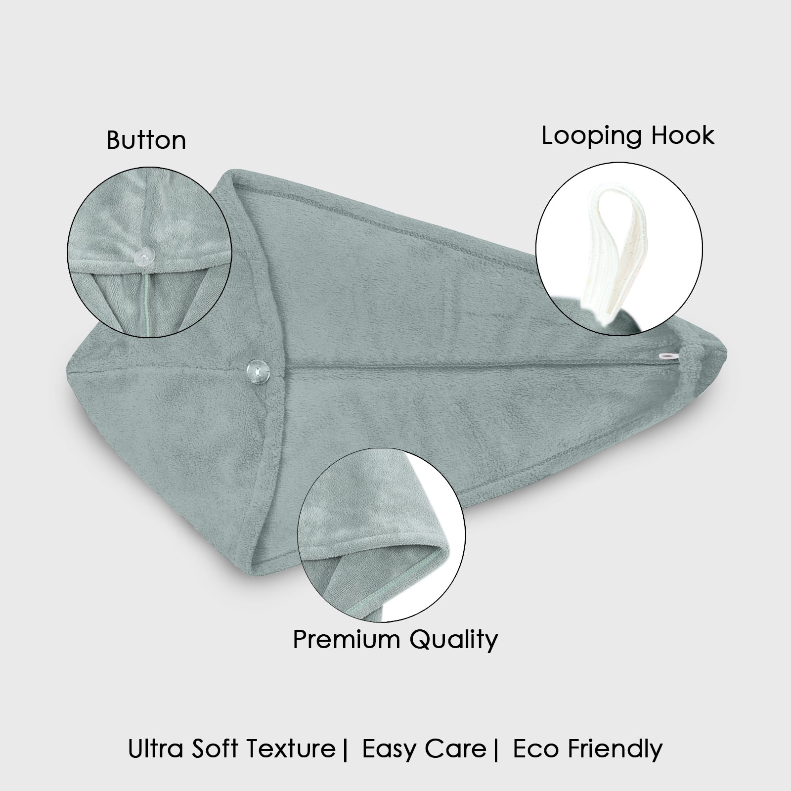 HOUSSE Microfibre Head Towels | 400 GSM High Absorbent Hair Wrap with Adjustable Buttons for Girls | Super Soft & Quick Dry Wrap Towel for Hairs | Set of 2 | 25x65 cm (Desert Sand & Rose Taupe)