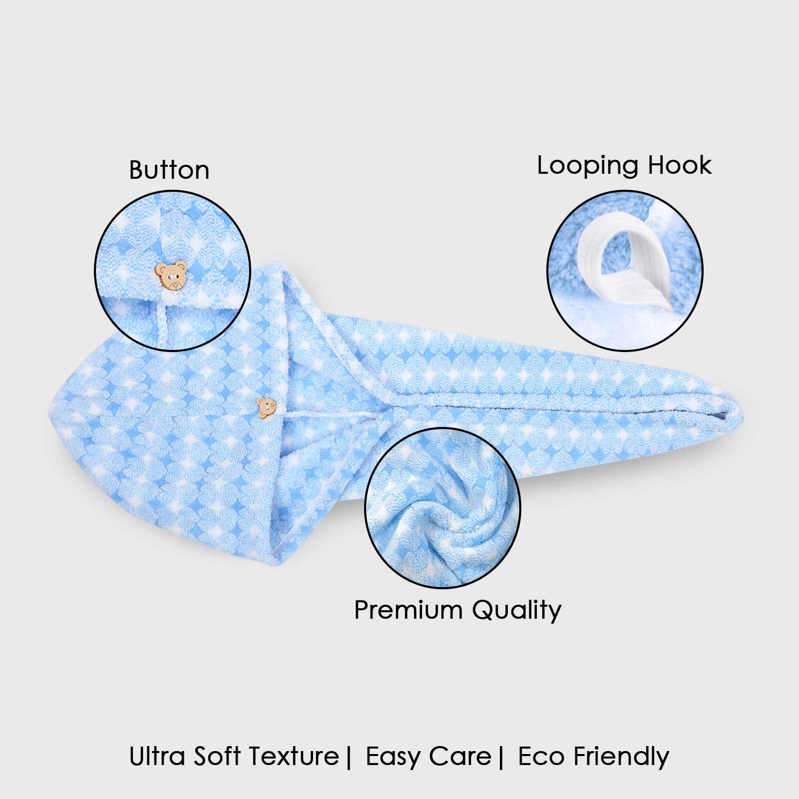 HOUSSE Eden Microfiber Head Towel, Ultra Soft, Absorbent & Hair Wrap