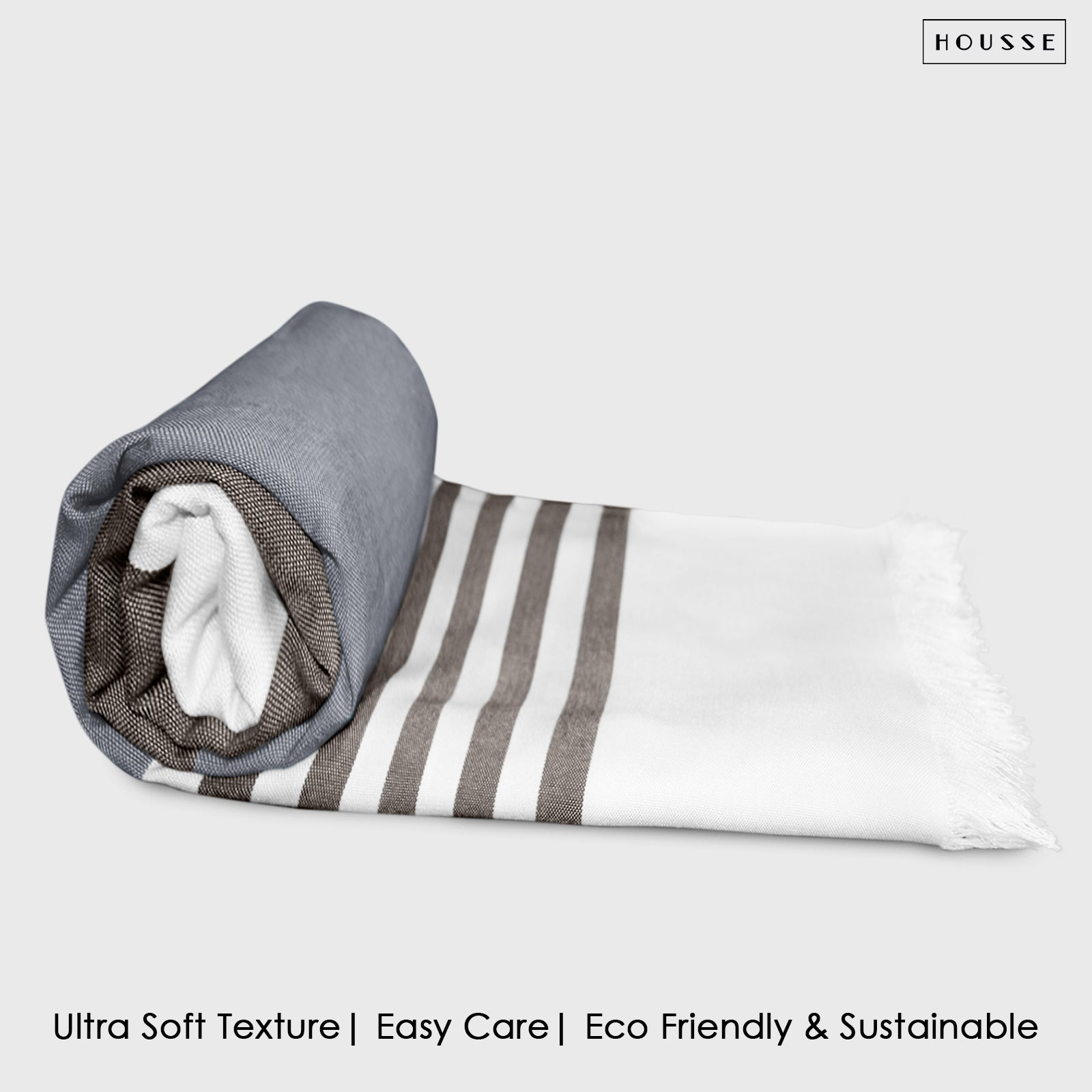 HOUSSE Bold Stripe 100% Bamboo Extra Large Bath Towel | Ultra Soft, Absorbent, Light Weight, & Quick Dry Towel for Bath, Travel, Gym, Beach, Pool, and Yoga | 80 X 160 cms
