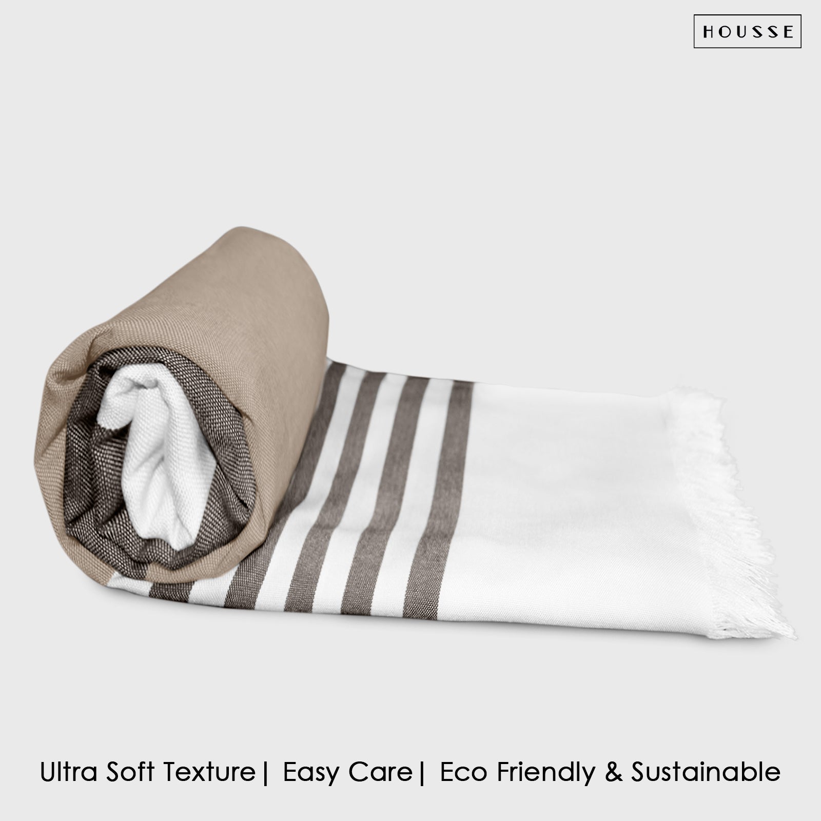 HOUSSE Bold Stripe 100% Bamboo Extra Large Bath Towel | Ultra Soft, Absorbent, Light Weight, & Quick Dry Towel for Bath, Travel, Gym, Beach, Pool, and Yoga | 80 X 160 cms