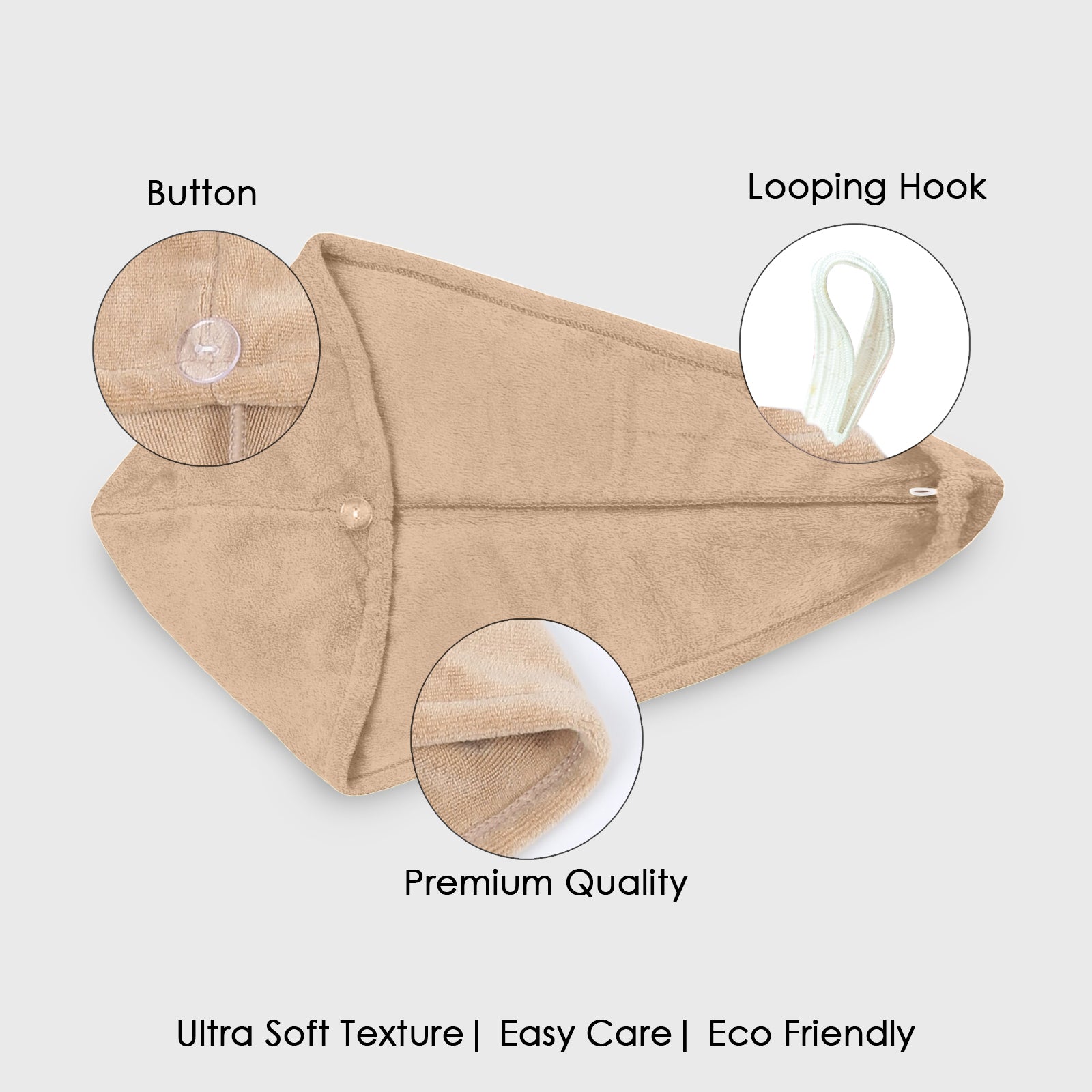 HOUSSE Microfibre Head Towels | 450 GSM High Absorbent Hair Wrap with Adjustable Buttons for Girls | Super Soft & Quick Dry Wrap Towel for Hairs | Pack of 1 | 25x65 cm (Red Plum)