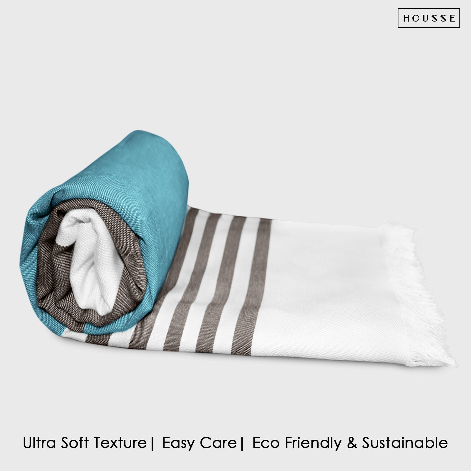 HOUSSE Bold Stripe 100% Bamboo Extra Large Bath Towel | Ultra Soft, Absorbent, Light Weight, & Quick Dry Towel for Bath, Travel, Gym, Beach, Pool, and Yoga | 80 X 160 cms