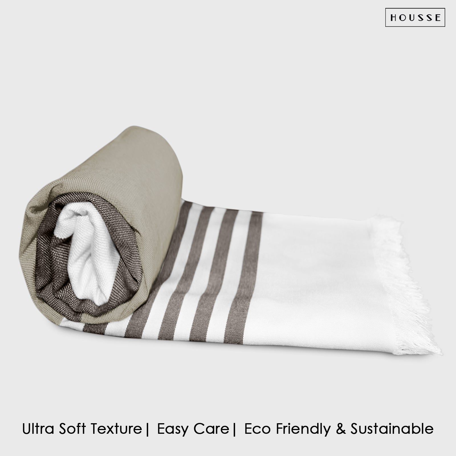 HOUSSE Bold Stripe 100% Bamboo Extra Large Bath Towel | Ultra Soft, Absorbent, Light Weight, & Quick Dry Towel for Bath, Travel, Gym, Beach, Pool, and Yoga | 80 X 160 cms
