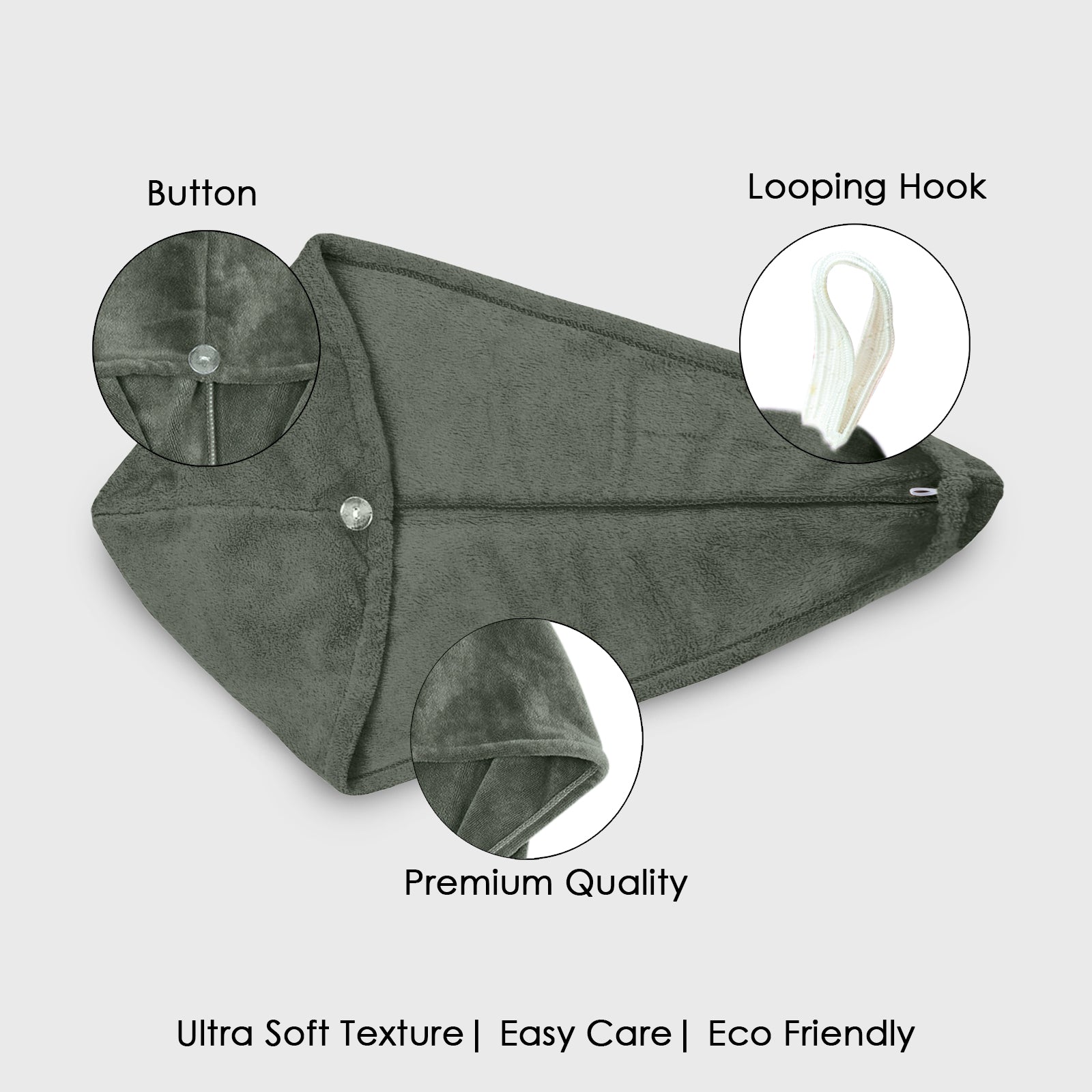 HOUSSE Microfibre Head Towels | 400 GSM High Absorbent Hair Wrap with Adjustable Buttons for Girls | Super Soft & Quick Dry Wrap Towel for Hairs | Set of 2 | 25x65 cm (Desert Sand & Rose Taupe)