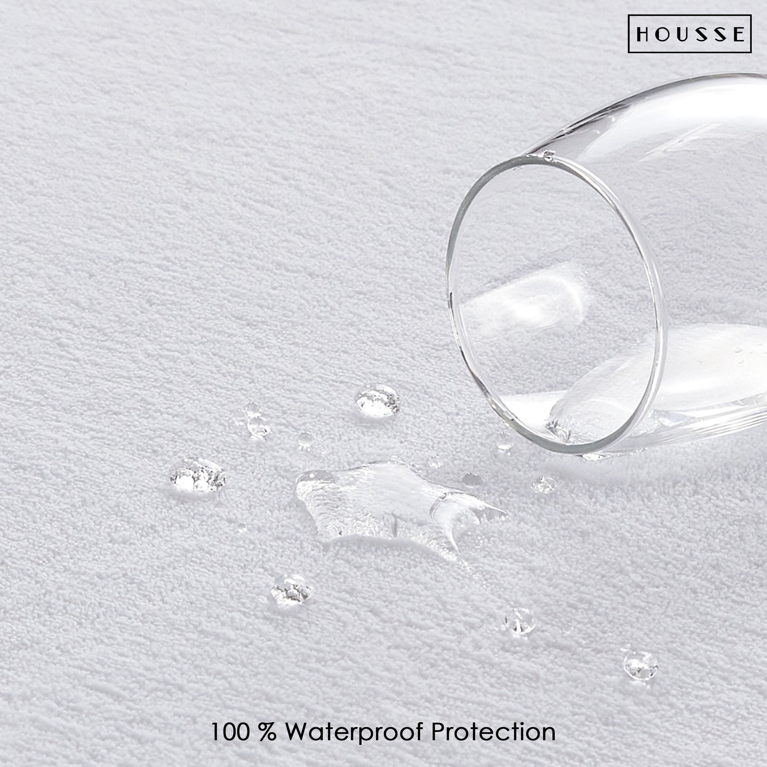 HOUSSE Water Proof Terry Cotton Feel Mattress Protector | Ultra Soft Breathable & Hypoallergenic Fitted Bed |
