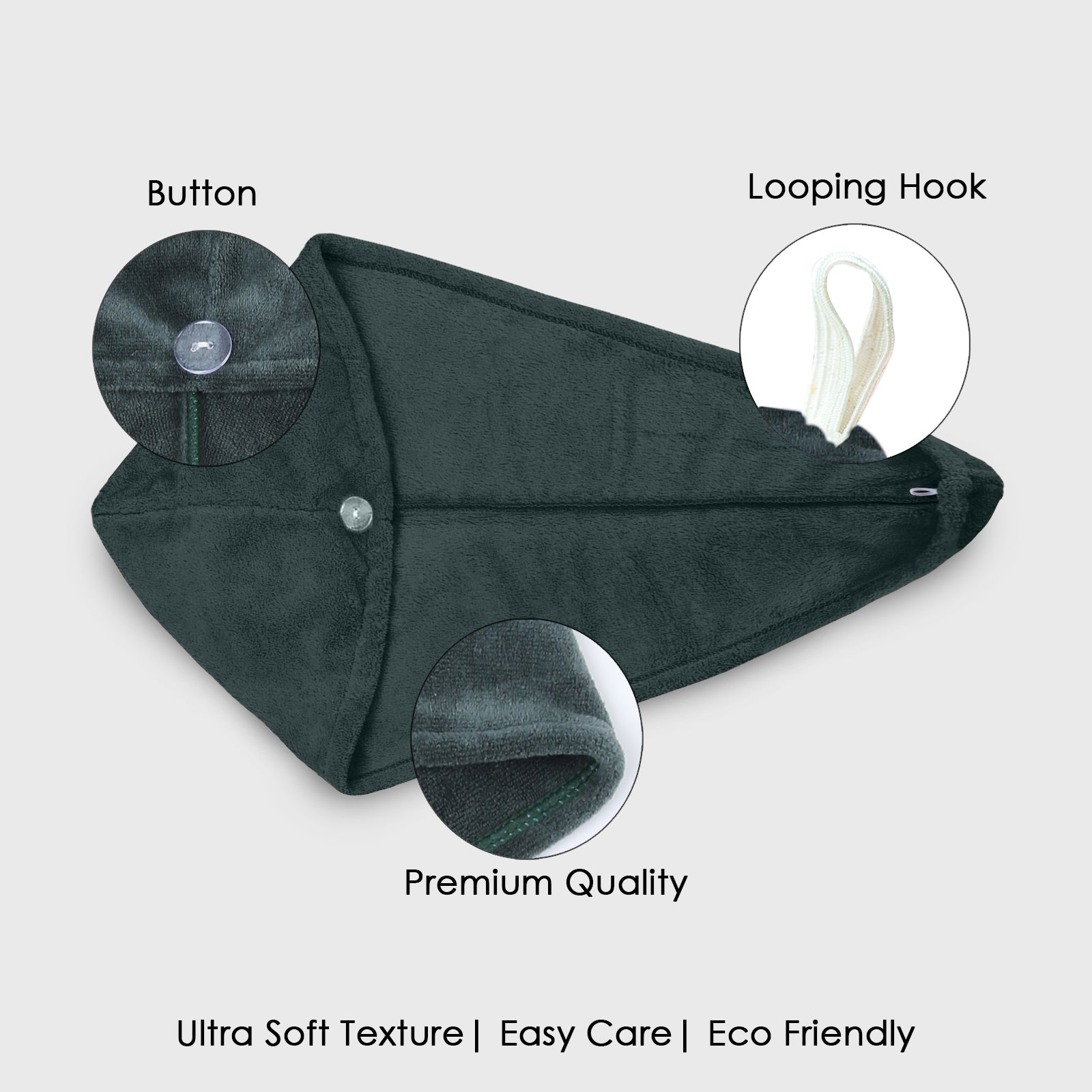 HOUSSE Microfibre Head Towels | 450 GSM High Absorbent Hair Wrap with Adjustable Buttons for Girls | Super Soft & Quick Dry Wrap Towel for Hairs | Pack of 1 | 25x65 cm (Red Plum)