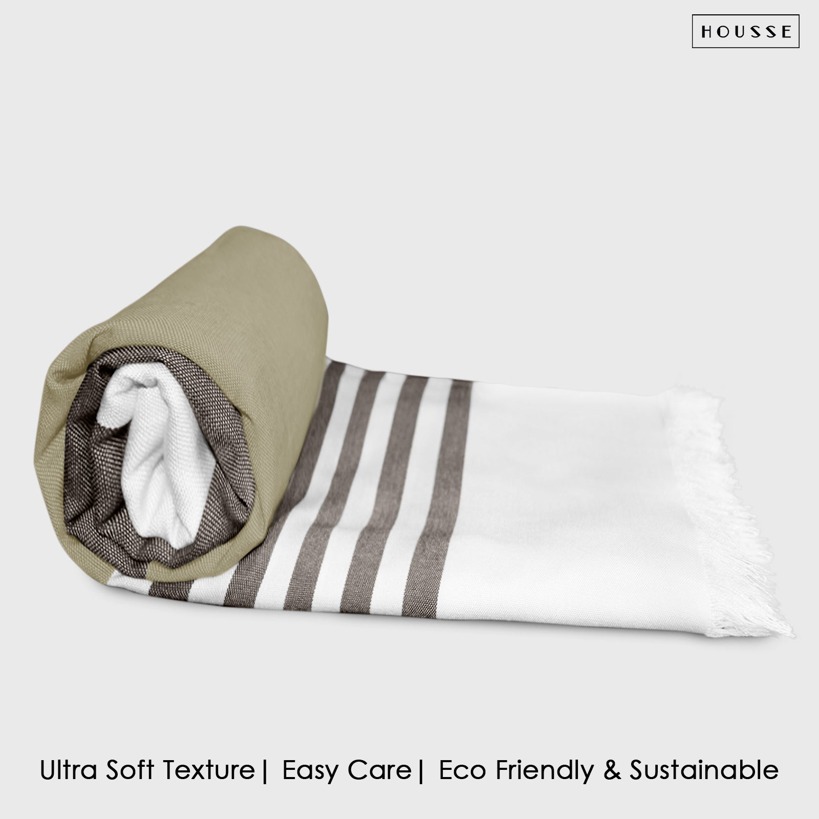 HOUSSE Bold Stripe 100% Bamboo Extra Large Bath Towel | Ultra Soft, Absorbent, Light Weight, & Quick Dry Towel for Bath, Travel, Gym, Beach, Pool, and Yoga | 80 X 160 cms