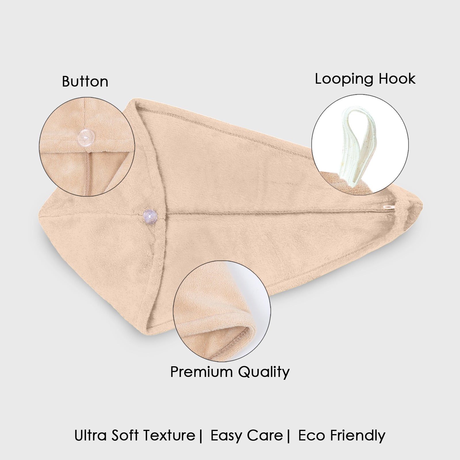 HOUSSE Microfibre Head Towels | 450 GSM High Absorbent Hair Wrap with Adjustable Buttons for Girls | Super Soft & Quick Dry Wrap Towel for Hairs | Pack of 1 | 25x65 cm (Red Plum)