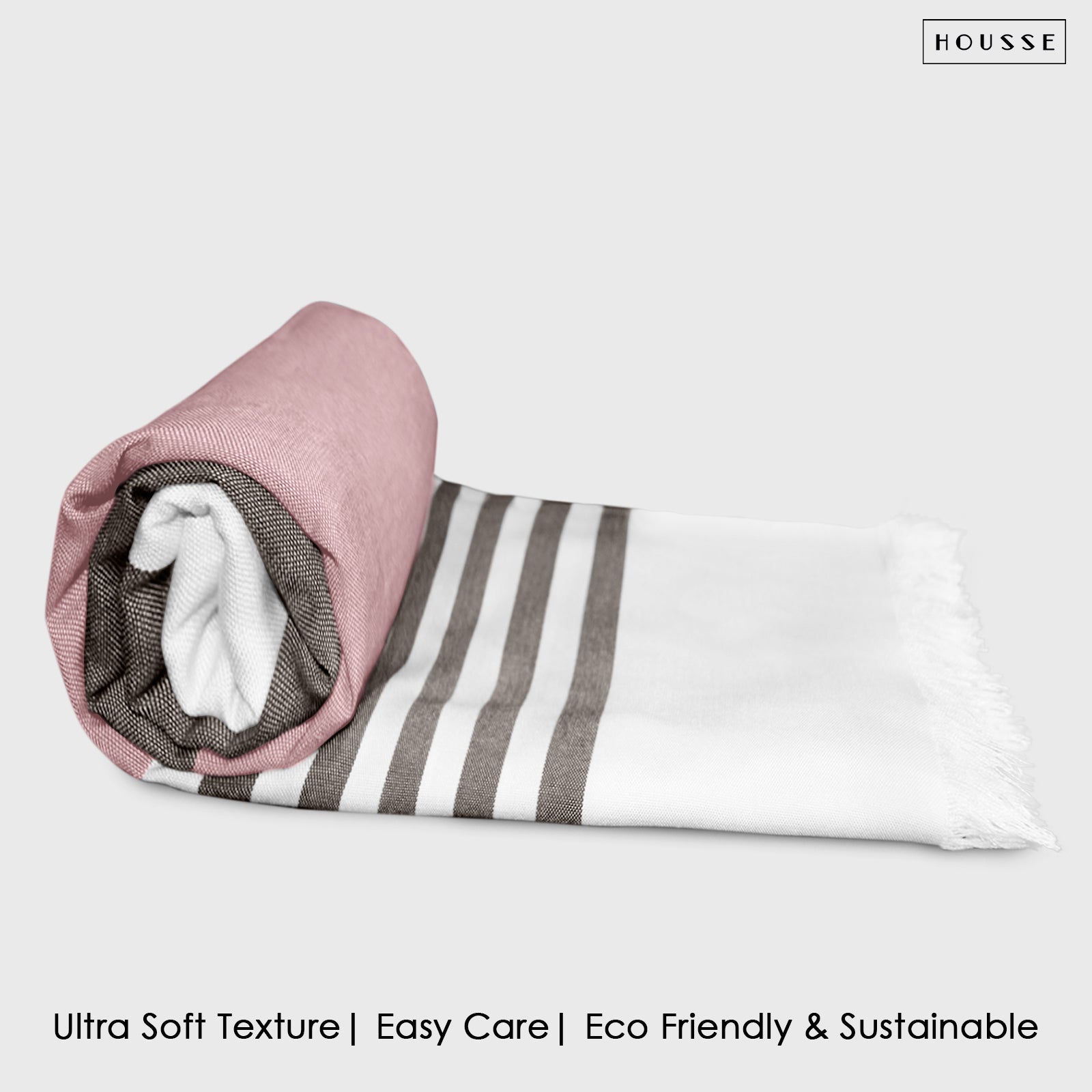 HOUSSE Bold Stripe 100% Bamboo Extra Large Bath Towel | Ultra Soft, Absorbent, Light Weight, & Quick Dry Towel for Bath, Travel, Gym, Beach, Pool, and Yoga | 80 X 160 cms