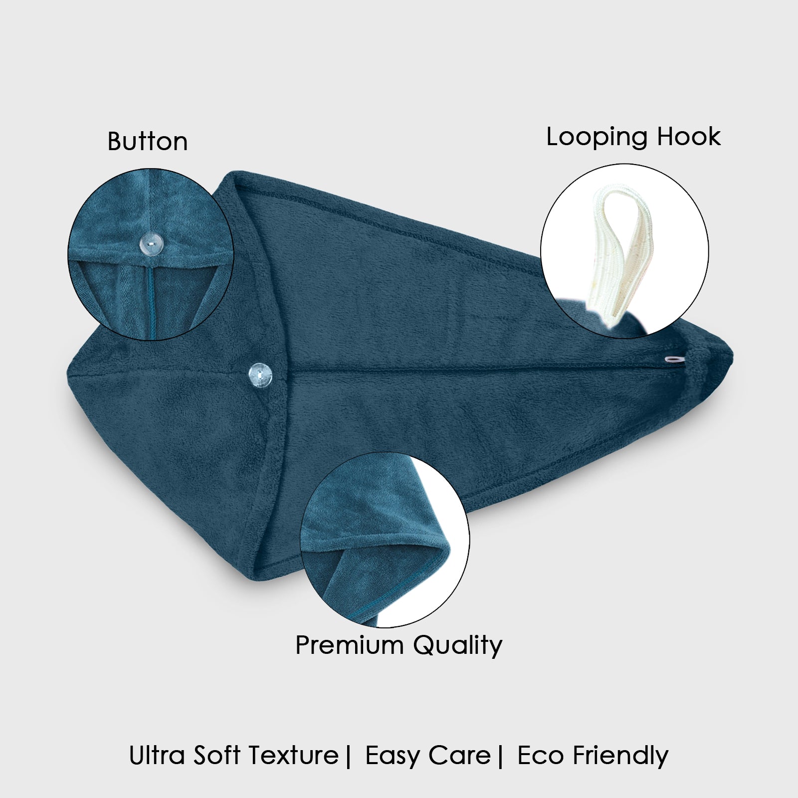 HOUSSE Microfibre Head Towels | 400 GSM High Absorbent Hair Wrap with Adjustable Buttons for Girls | Super Soft & Quick Dry Wrap Towel for Hairs | Set of 2 | 25x65 cm (Desert Sand & Rose Taupe)