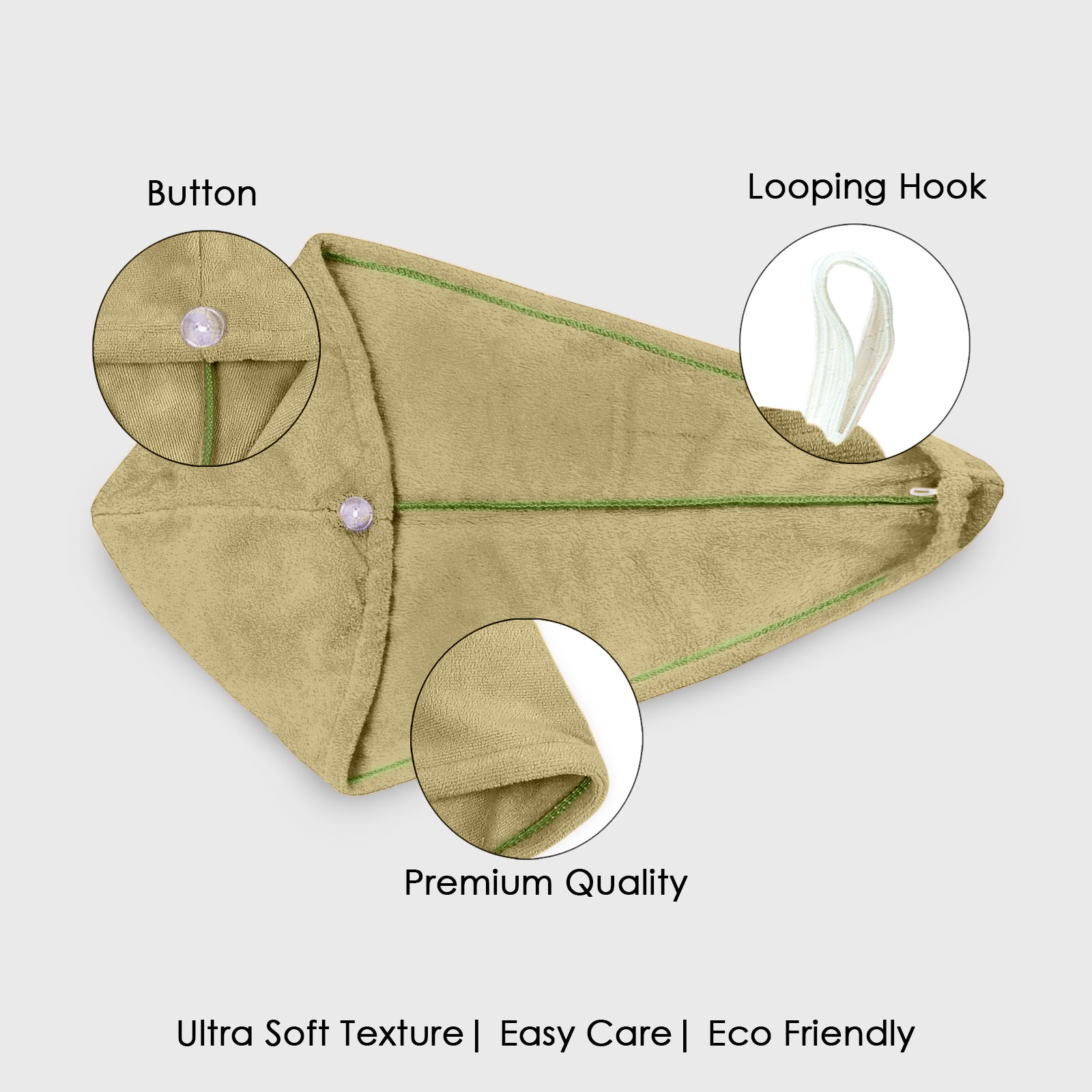 HOUSSE Microfibre Head Towels | 450 GSM High Absorbent Hair Wrap with Adjustable Buttons for Girls | Super Soft & Quick Dry Wrap Towel for Hairs |