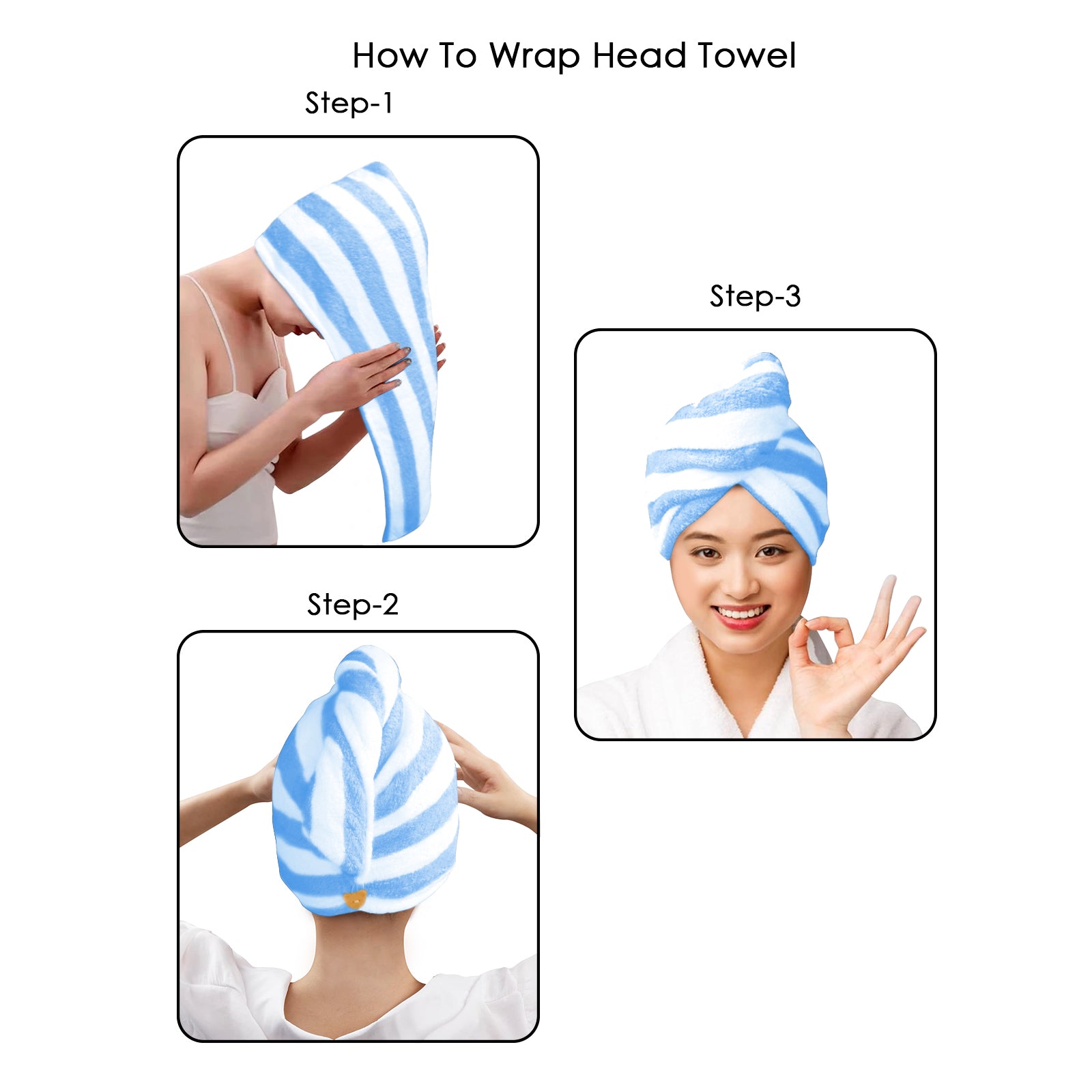 HOUSSE Blaze Microfiber Head Towel, Ultra Soft, Absorbent & Hair Wrap -300GSM