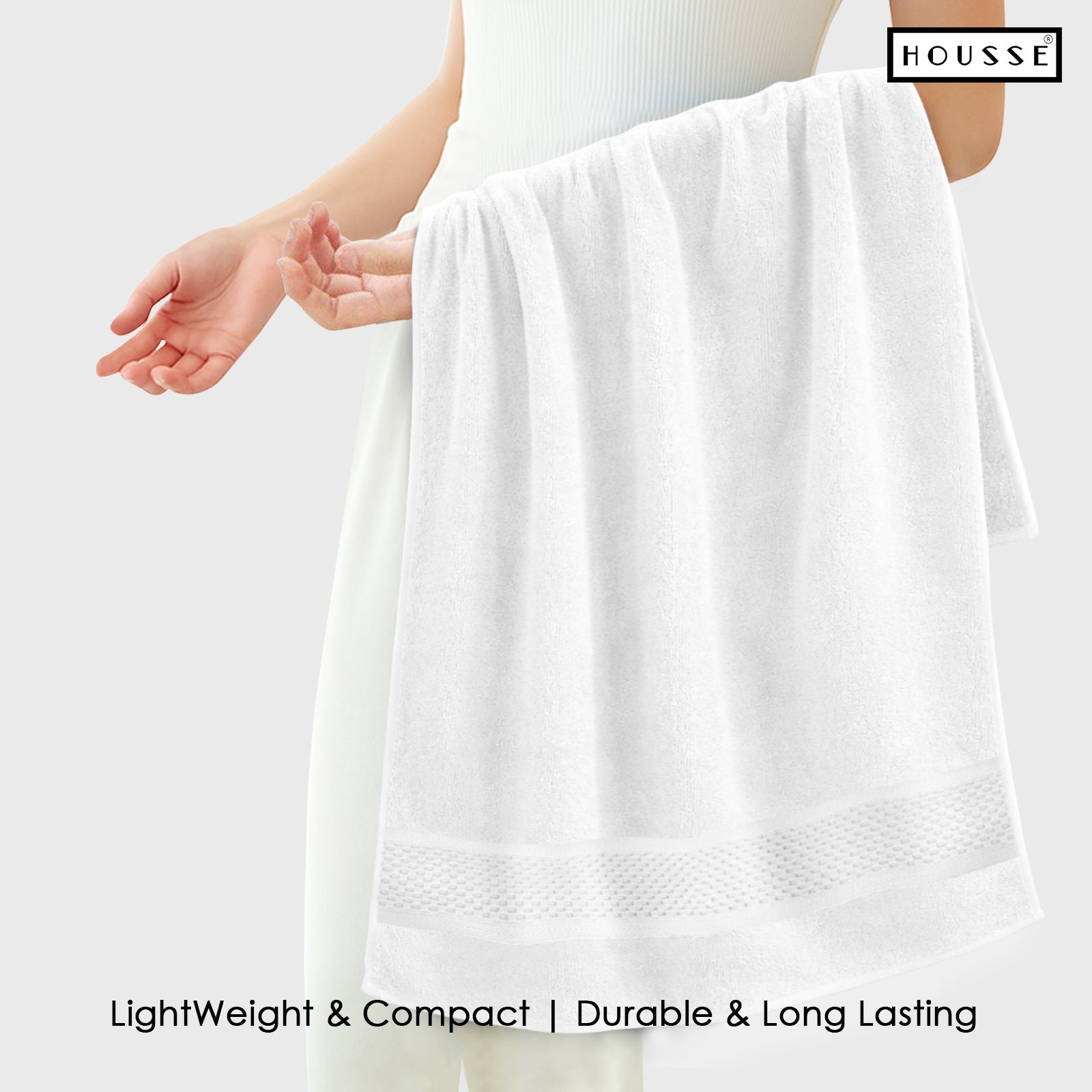HOUSSE Nexora Cotton Towels | Quick Absorption & Faster Drying Towel | 600 GSM | Cotton Towel for Men/Women | Urban Comfort