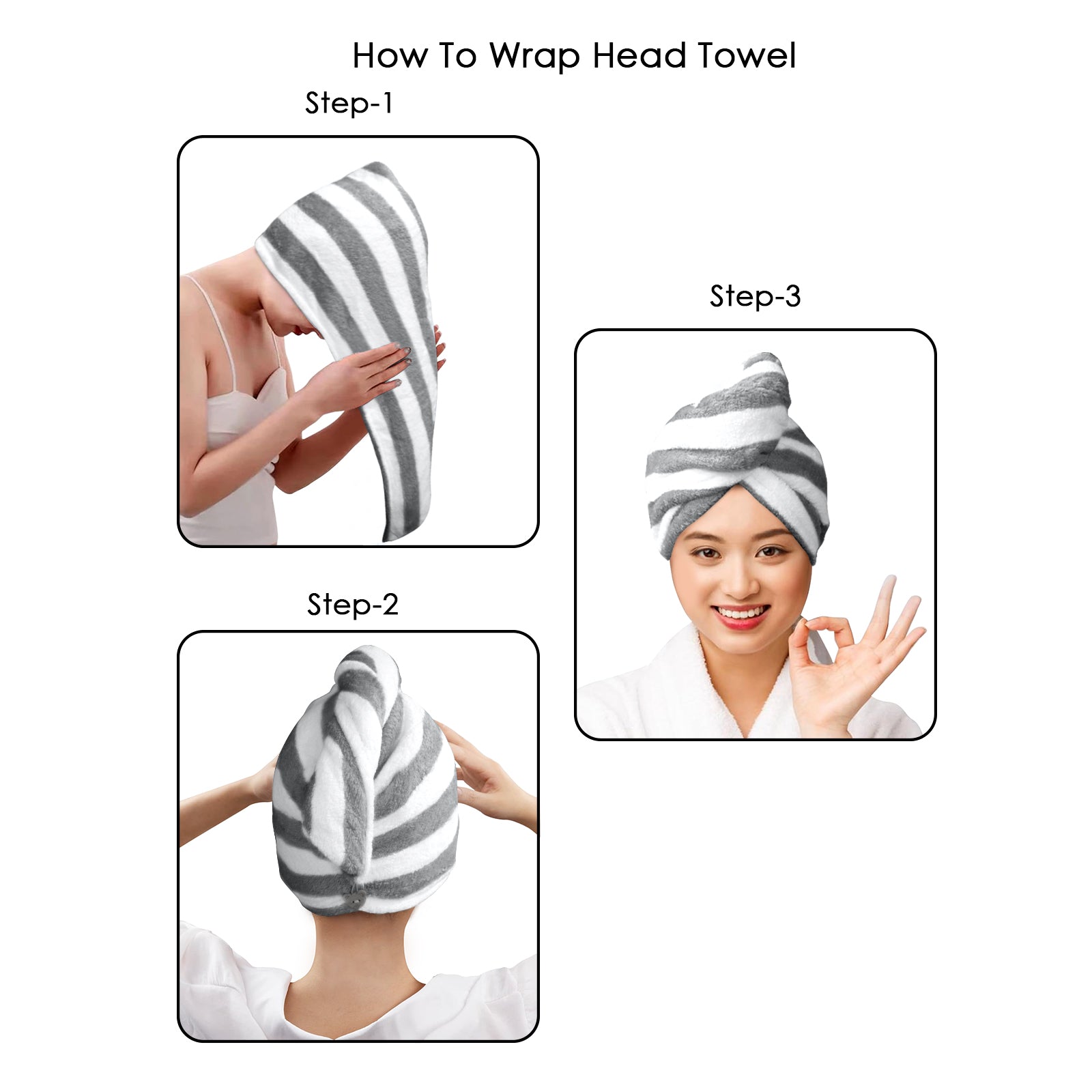 HOUSSE Blaze Microfiber Head Towel, Ultra Soft, Absorbent & Hair Wrap -300GSM