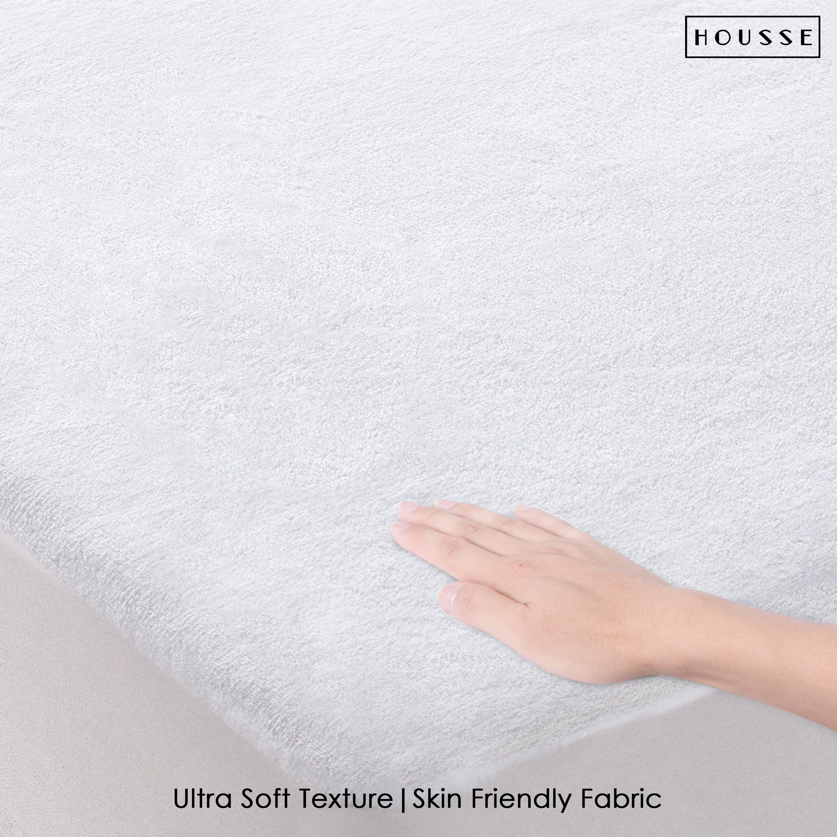 HOUSSE Water Proof Terry Cotton Feel Mattress Protector | Ultra Soft Breathable & Hypoallergenic Fitted Bed |