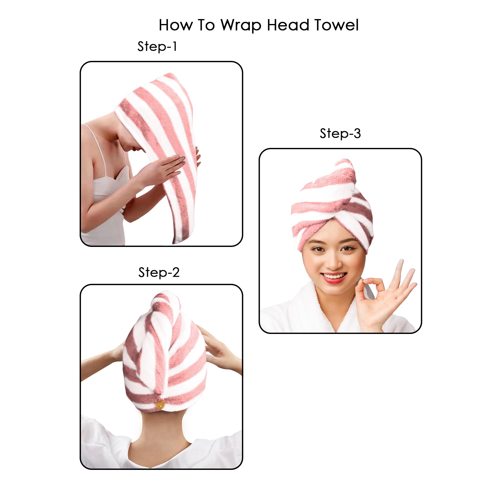 HOUSSE Blaze Microfiber Head Towel, Ultra Soft, Absorbent & Hair Wrap -300GSM