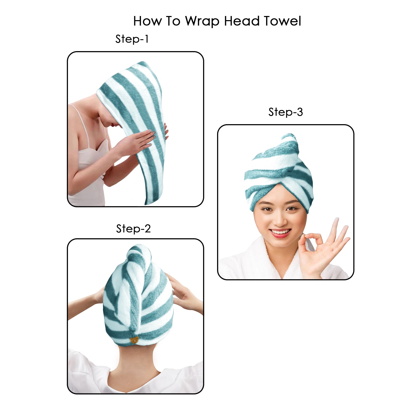 HOUSSE Blaze Microfiber Head Towel, Ultra Soft, Absorbent & Hair Wrap -300GSM