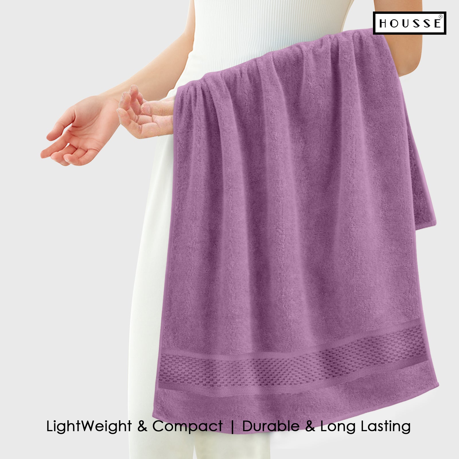 HOUSSE Nexora Cotton Towels | Quick Absorption & Faster Drying Towel | 600 GSM | Cotton Towel for Men/Women | Urban Comfort