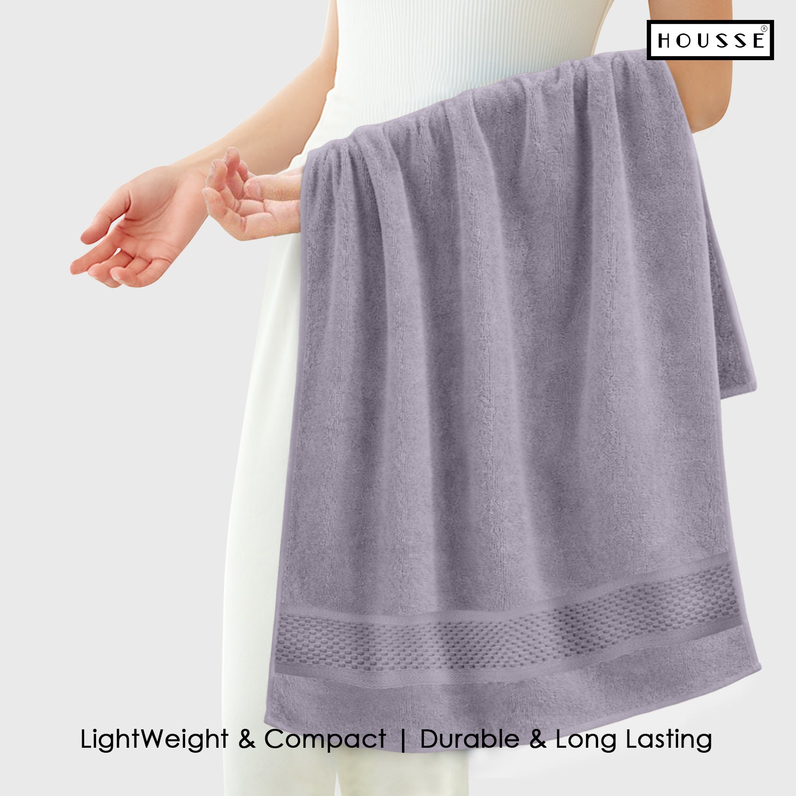 HOUSSE Nexora Cotton Towels | Quick Absorption & Faster Drying Towel | 600 GSM | Cotton Towel for Men/Women | Urban Comfort