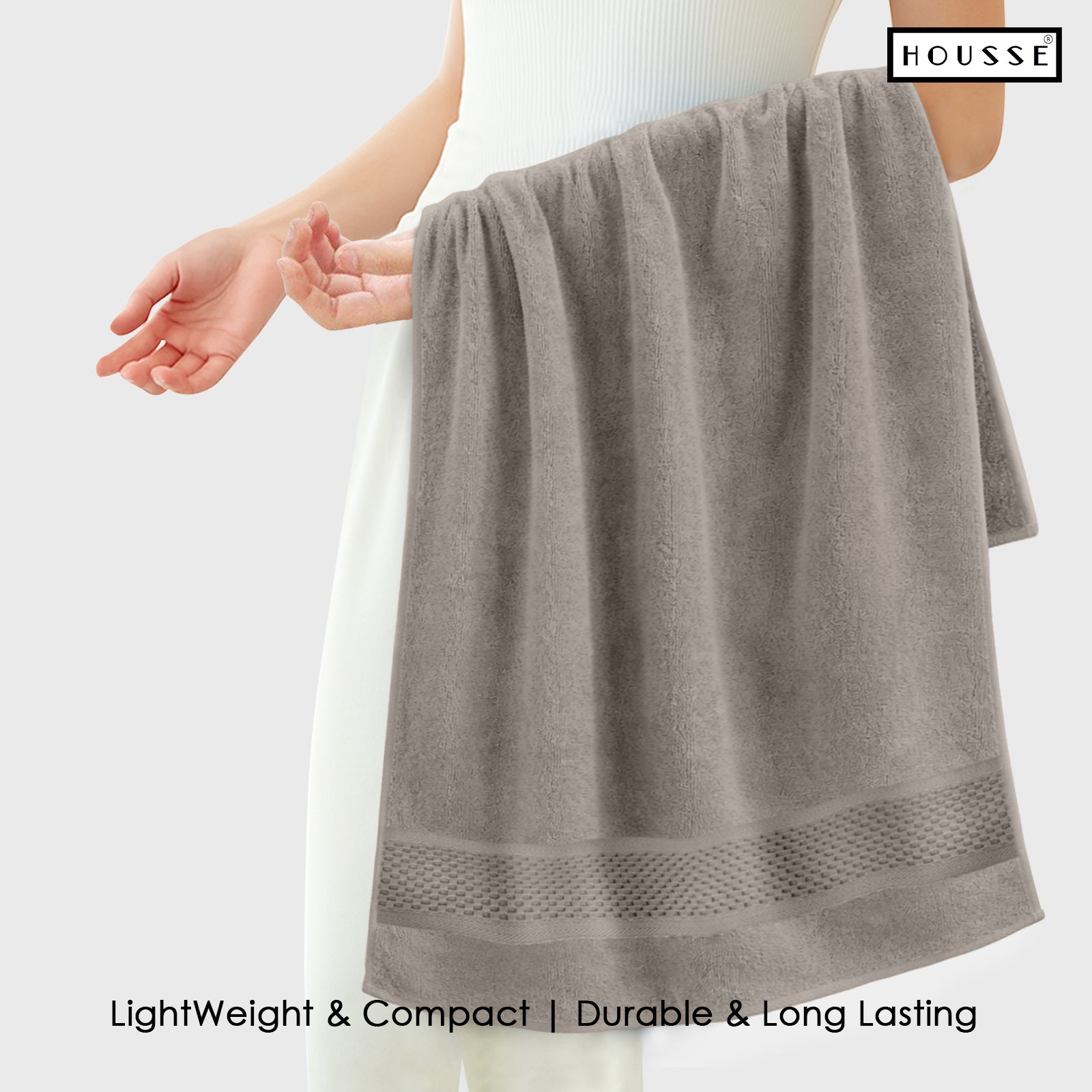 HOUSSE Nexora Cotton Towels | Quick Absorption & Faster Drying Towel | 600 GSM | Cotton Towel for Men/Women | Urban Comfort