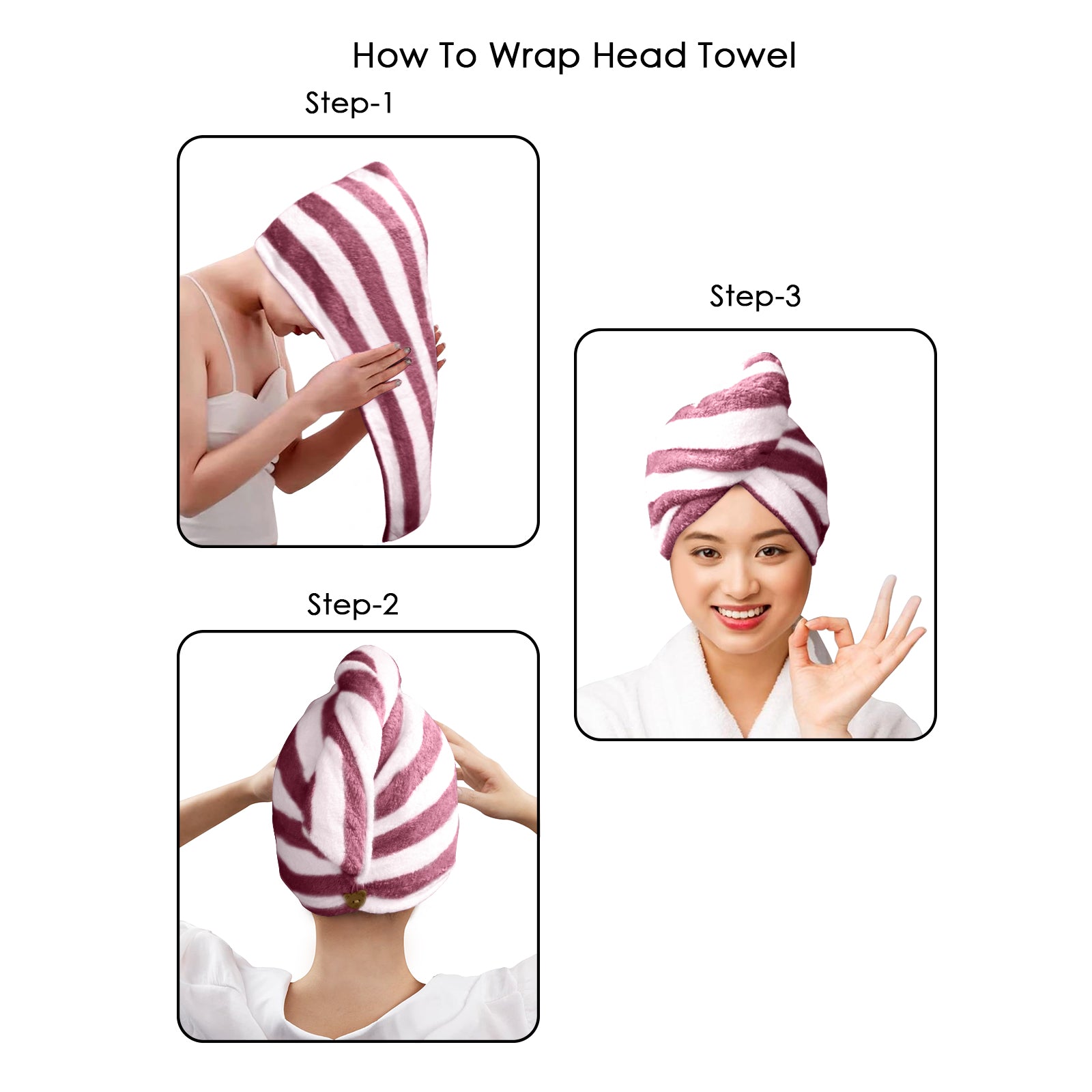 HOUSSE Blaze Microfiber Head Towel, Ultra Soft, Absorbent & Hair Wrap -300GSM