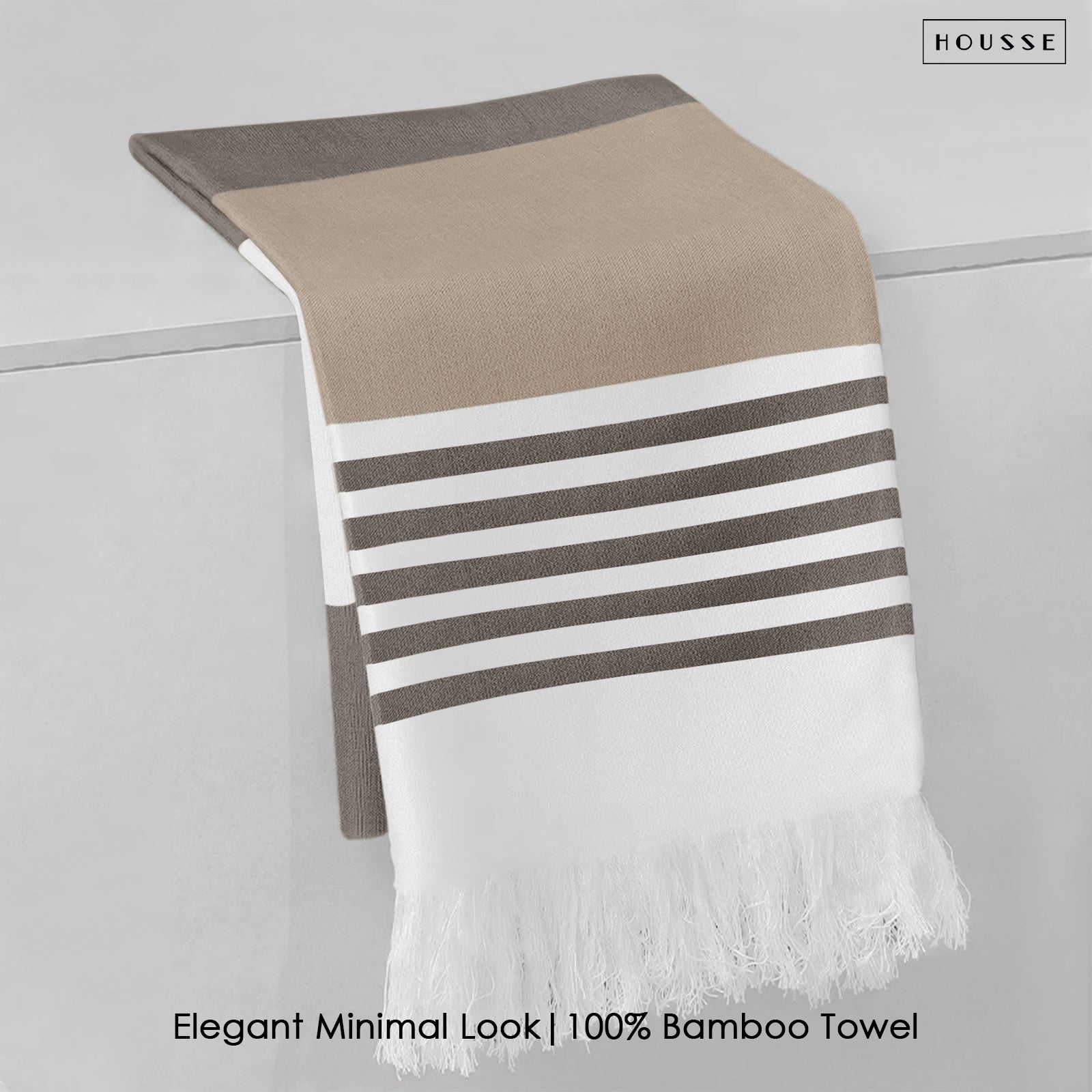 HOUSSE Bold Stripe 100% Bamboo Extra Large Bath Towel | Ultra Soft, Absorbent, Light Weight, & Quick Dry Towel for Bath, Travel, Gym, Beach, Pool, and Yoga | 80 X 160 cms