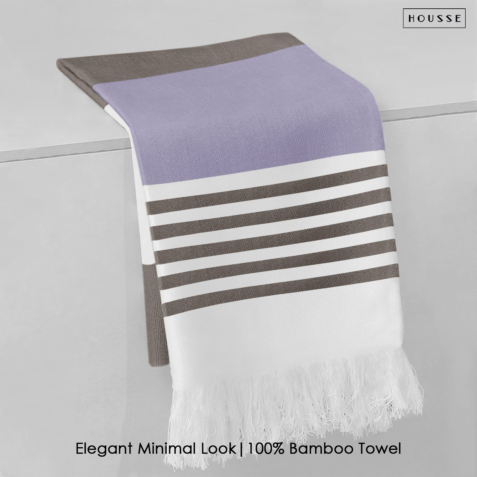 HOUSSE Bold Stripe 100% Bamboo Extra Large Bath Towel | Ultra Soft, Absorbent, Light Weight, & Quick Dry Towel for Bath, Travel, Gym, Beach, Pool, and Yoga | 80 X 160 cms