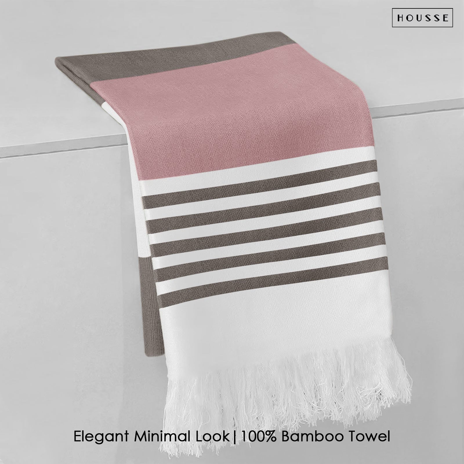 HOUSSE Bold Stripe 100% Bamboo Extra Large Bath Towel | Ultra Soft, Absorbent, Light Weight, & Quick Dry Towel for Bath, Travel, Gym, Beach, Pool, and Yoga | 80 X 160 cms