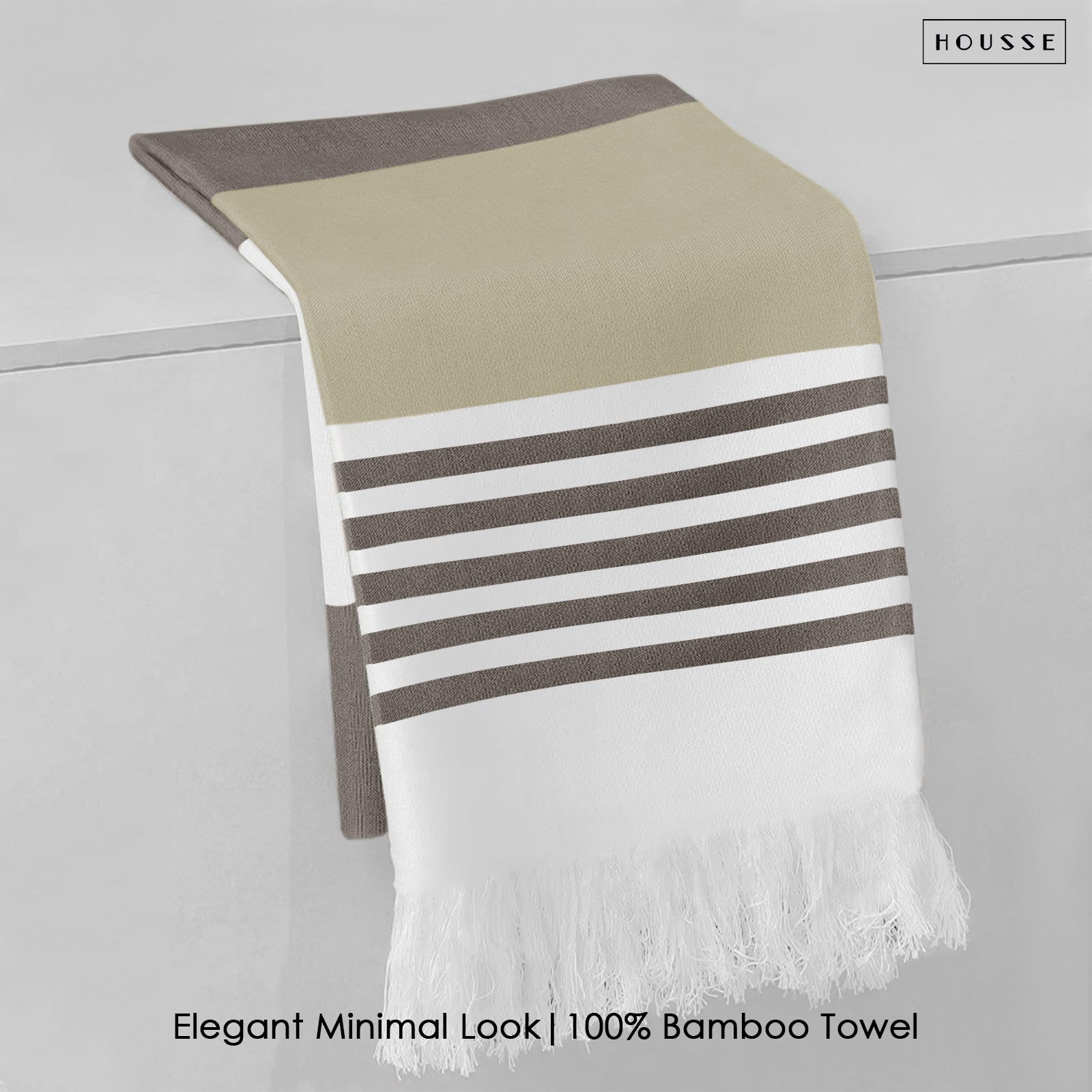 HOUSSE Bold Stripe 100% Bamboo Extra Large Bath Towel | Ultra Soft, Absorbent, Light Weight, & Quick Dry Towel for Bath, Travel, Gym, Beach, Pool, and Yoga | 80 X 160 cms