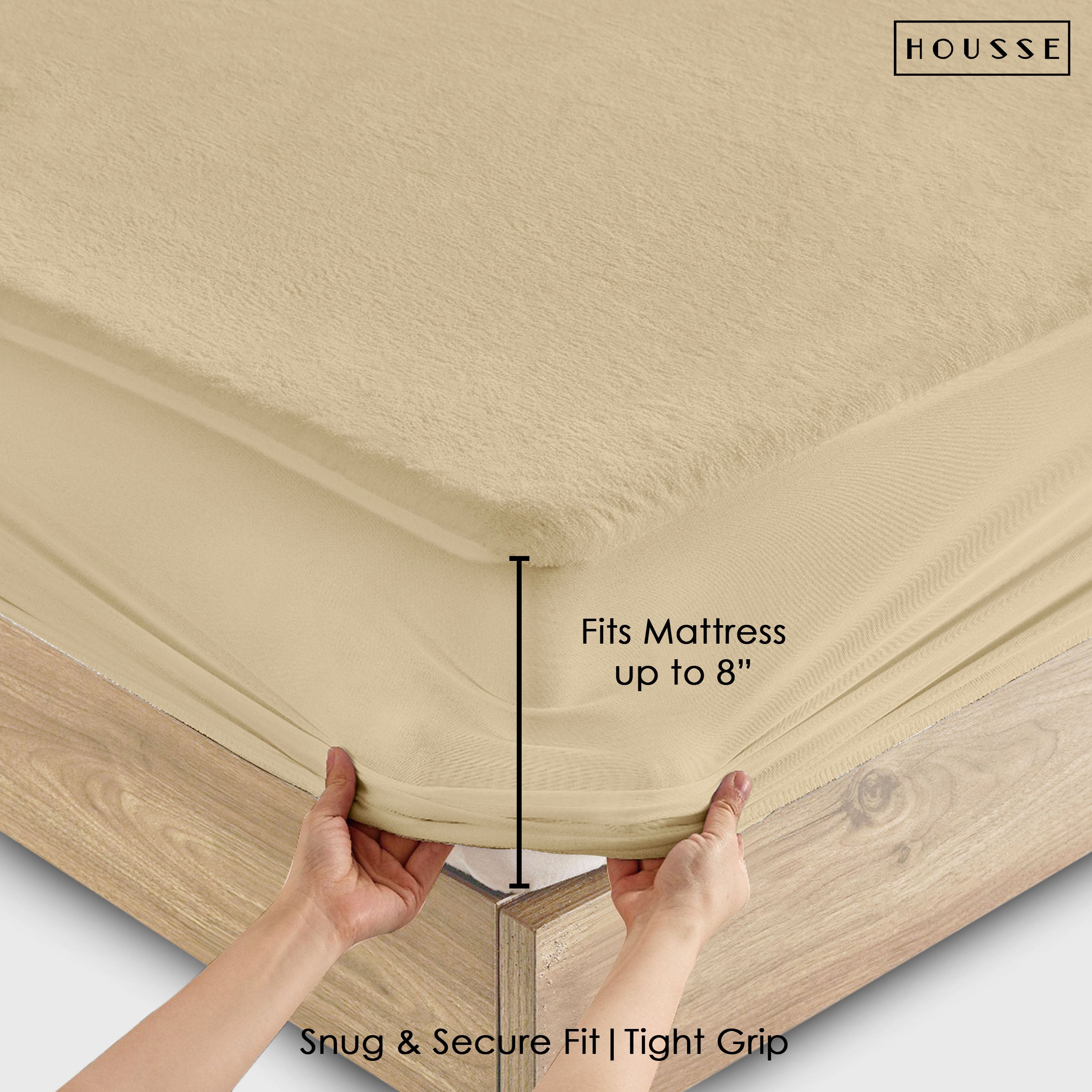 HOUSSE Water Proof Terry Cotton Feel Mattress Protector | Ultra Soft Breathable & Hypoallergenic Fitted Bed |
