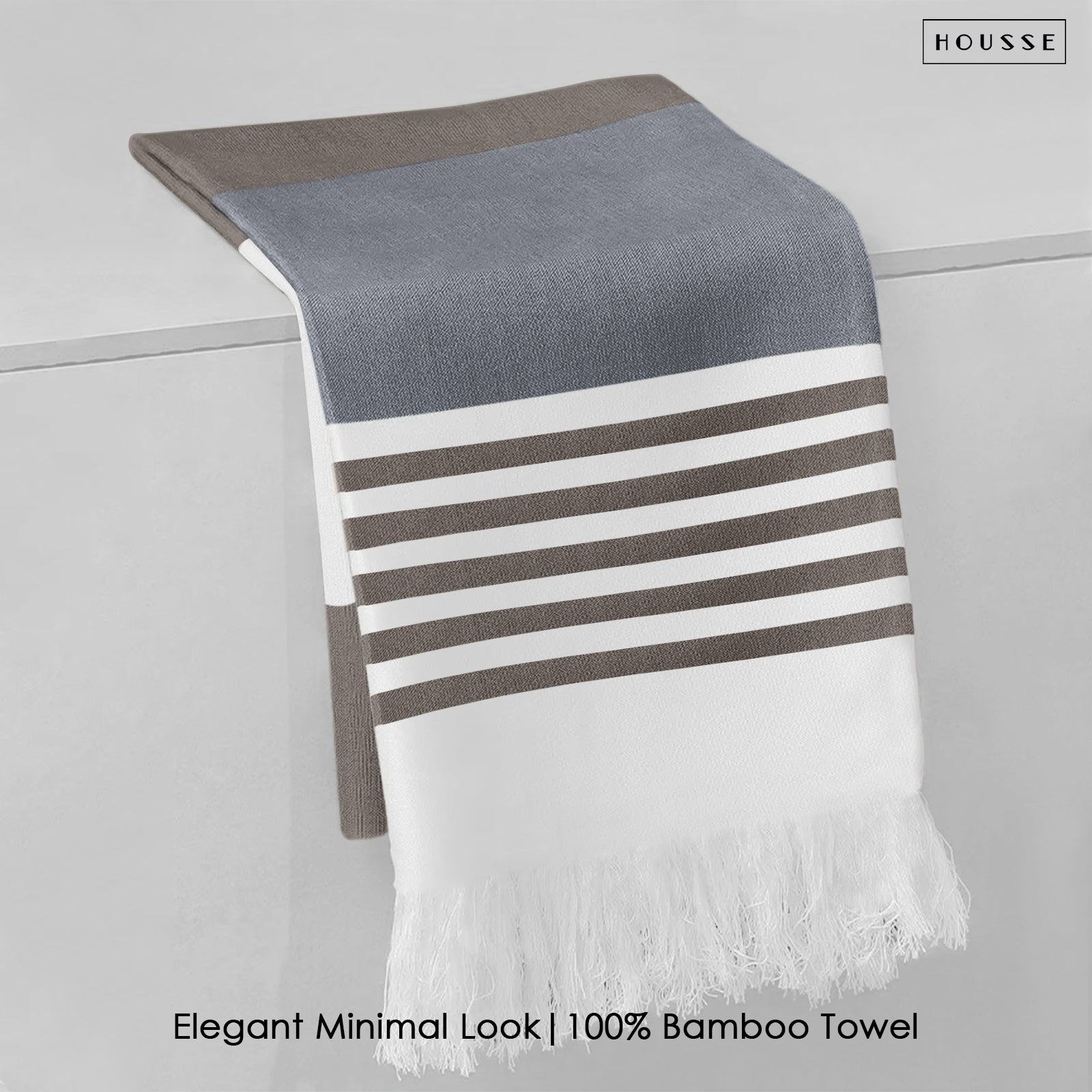 HOUSSE Bold Stripe 100% Bamboo Extra Large Bath Towel | Ultra Soft, Absorbent, Light Weight, & Quick Dry Towel for Bath, Travel, Gym, Beach, Pool, and Yoga | 80 X 160 cms