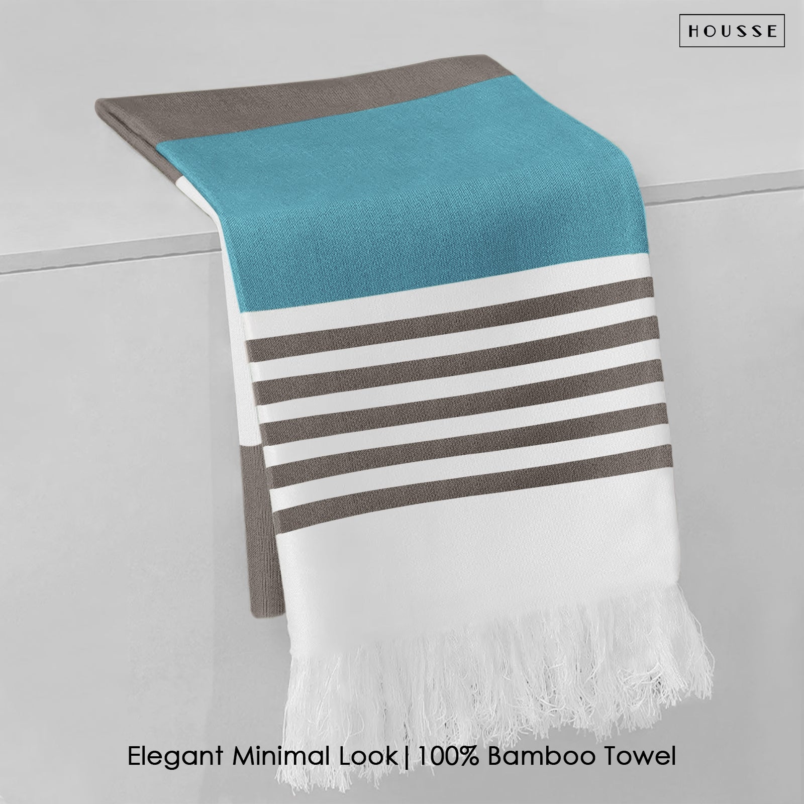 HOUSSE Bold Stripe 100% Bamboo Extra Large Bath Towel | Ultra Soft, Absorbent, Light Weight, & Quick Dry Towel for Bath, Travel, Gym, Beach, Pool, and Yoga | 80 X 160 cms
