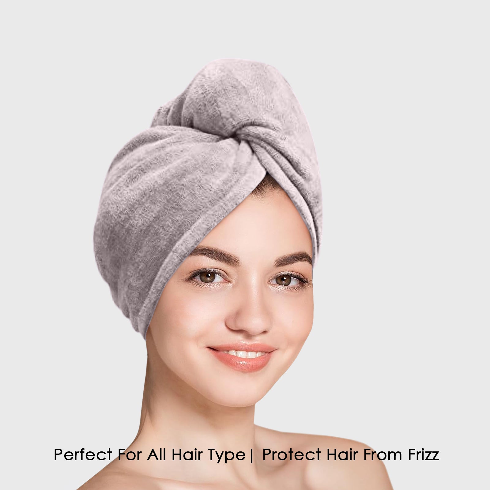 HOUSSE Microfibre Head Towels | 400 GSM High Absorbent Hair Wrap with Adjustable Buttons for Girls | Super Soft & Quick Dry Wrap Towel for Hairs | Set of 2 | 25x65 cm (Desert Sand & Rose Taupe)