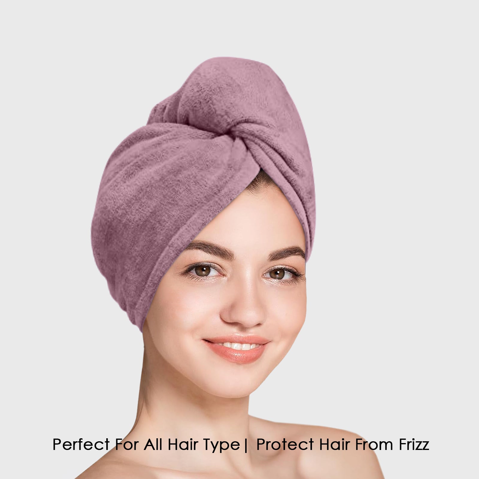 HOUSSE Microfibre Head Towels | 450 GSM High Absorbent Hair Wrap with Adjustable Buttons for Girls | Super Soft & Quick Dry Wrap Towel for Hairs | Set of 2 |