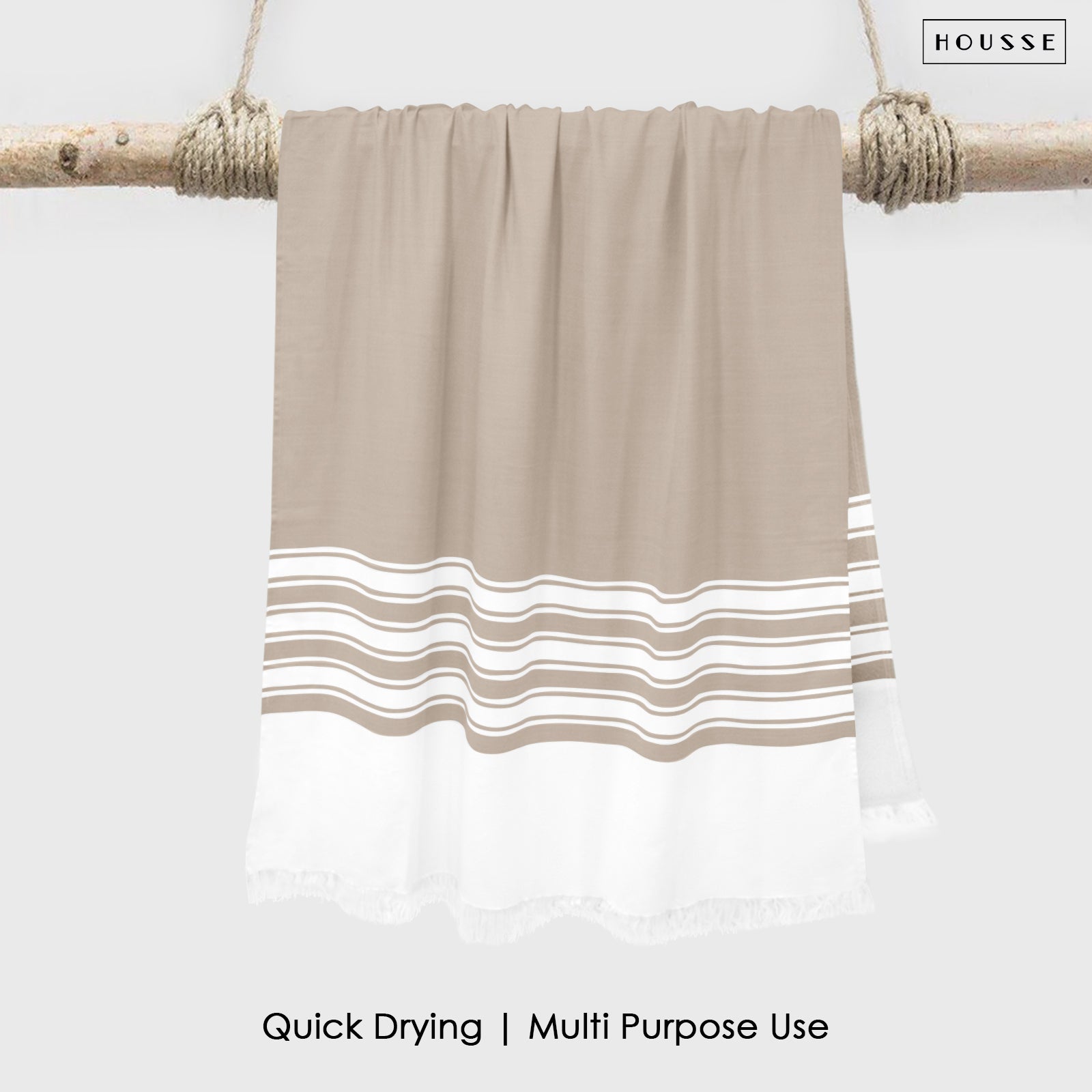 HOUSSE Bold Stripe 100% Bamboo Extra Large Bath Towel | Ultra Soft, Absorbent, Light Weight, & Quick Dry Towel for Bath, Travel, Gym, Beach, Pool, and Yoga | 80 X 160 cms