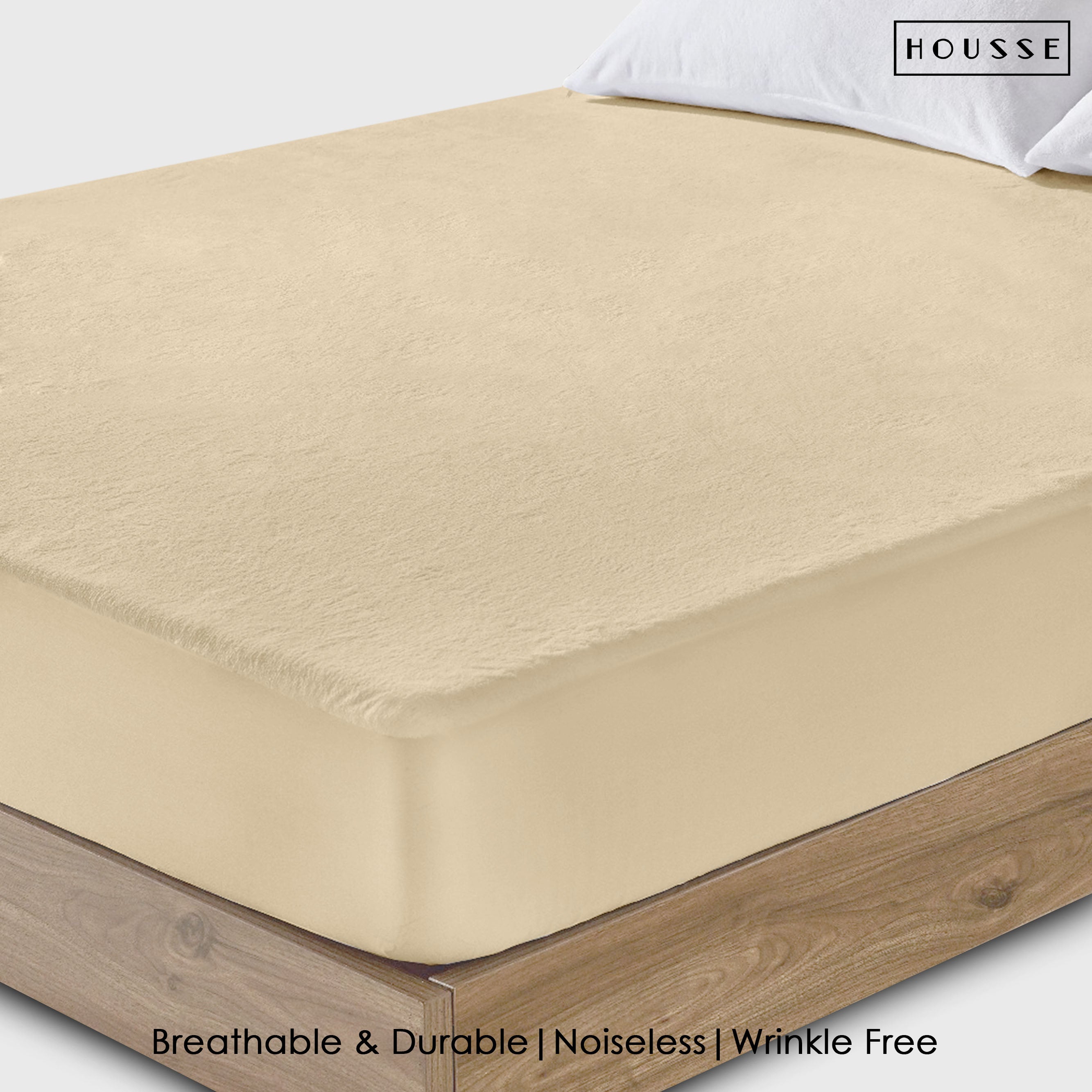 HOUSSE Water Proof Terry Cotton Feel Mattress Protector | Ultra Soft Breathable & Hypoallergenic Fitted Bed |
